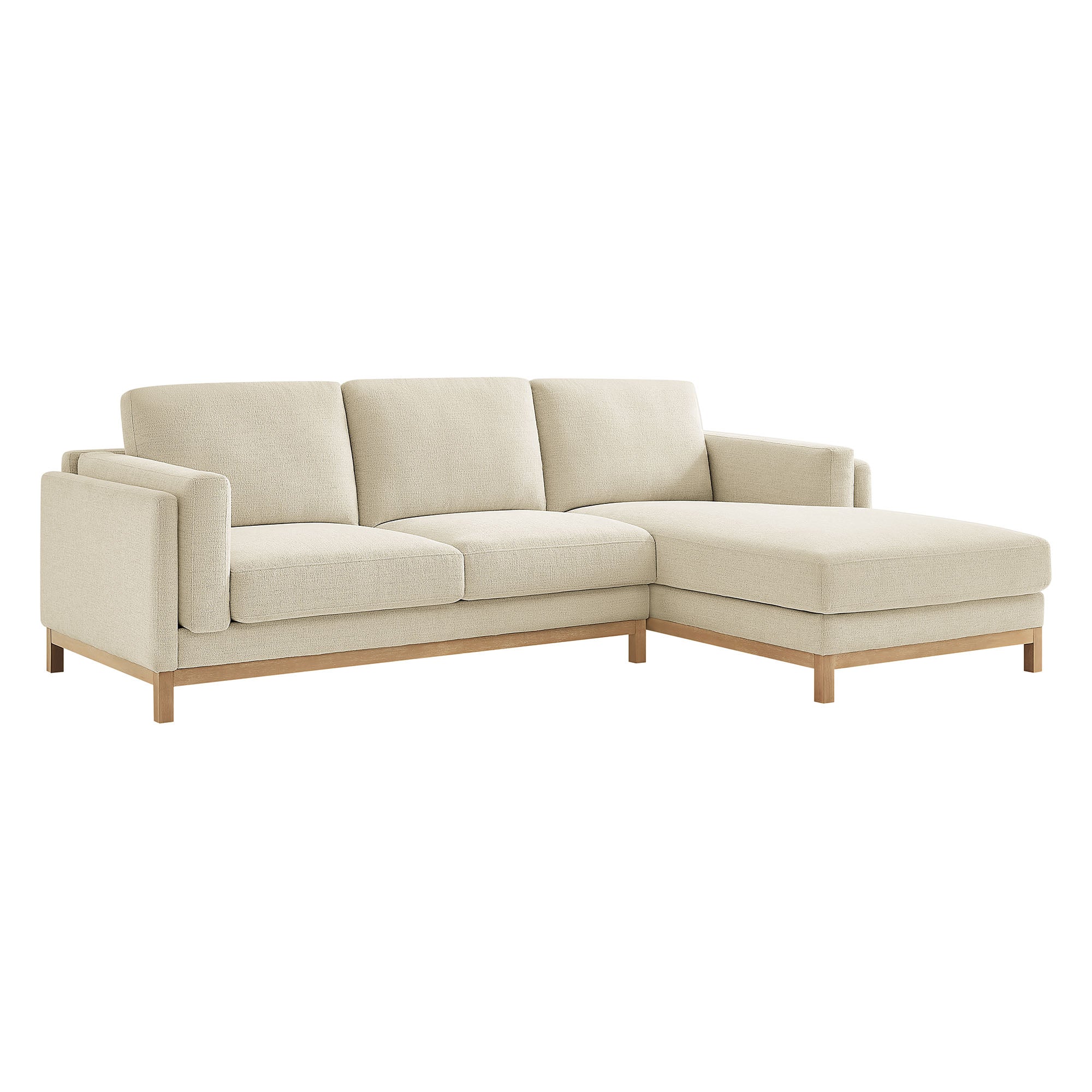 Roscoe Right-Facing Fabric Sectional Sofa with Chaise, Ivory