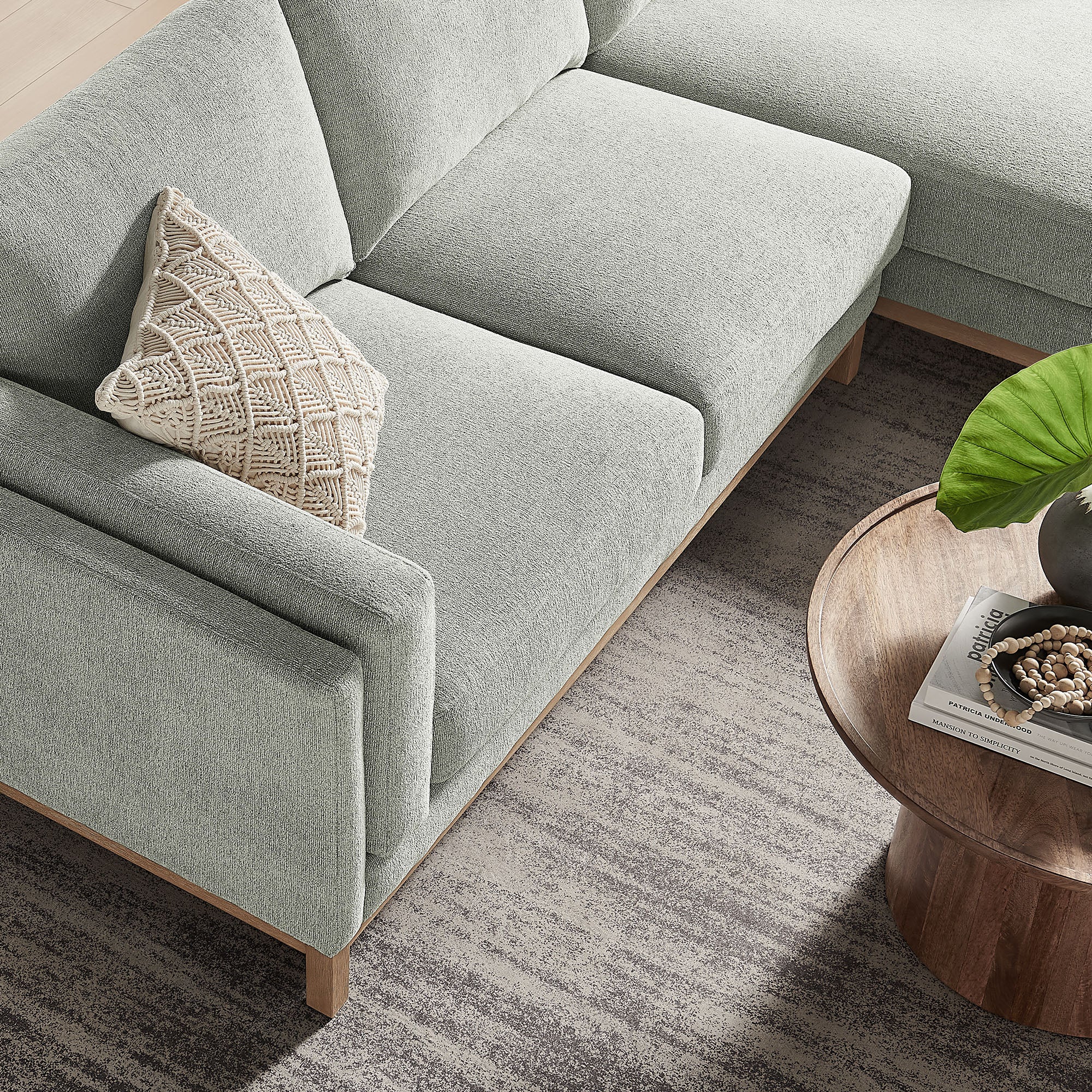 Roscoe Right-Facing Fabric Sectional Sofa with Chaise, Mist