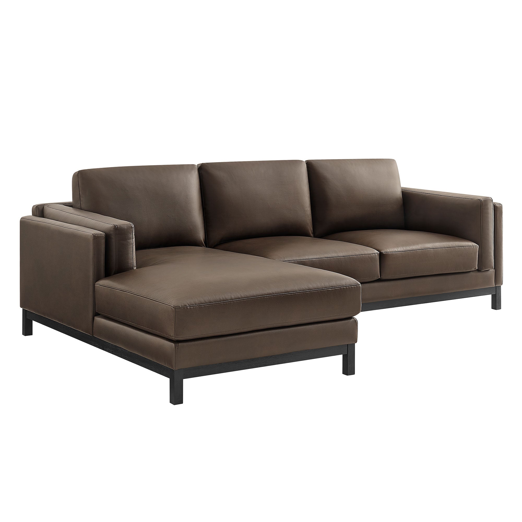 Roscoe Left-Facing Vegan Leather Sectional Sofa with Chaise, Espresso