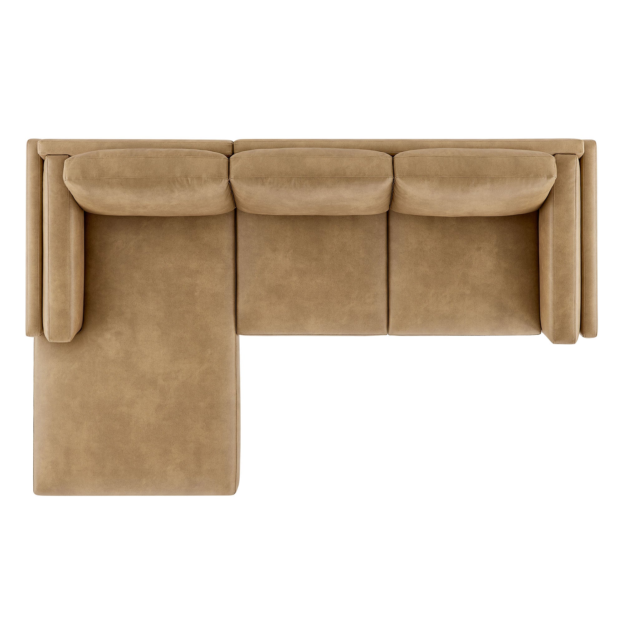 Roscoe Left-Facing Vegan Leather Sectional Sofa with Chaise, Toast