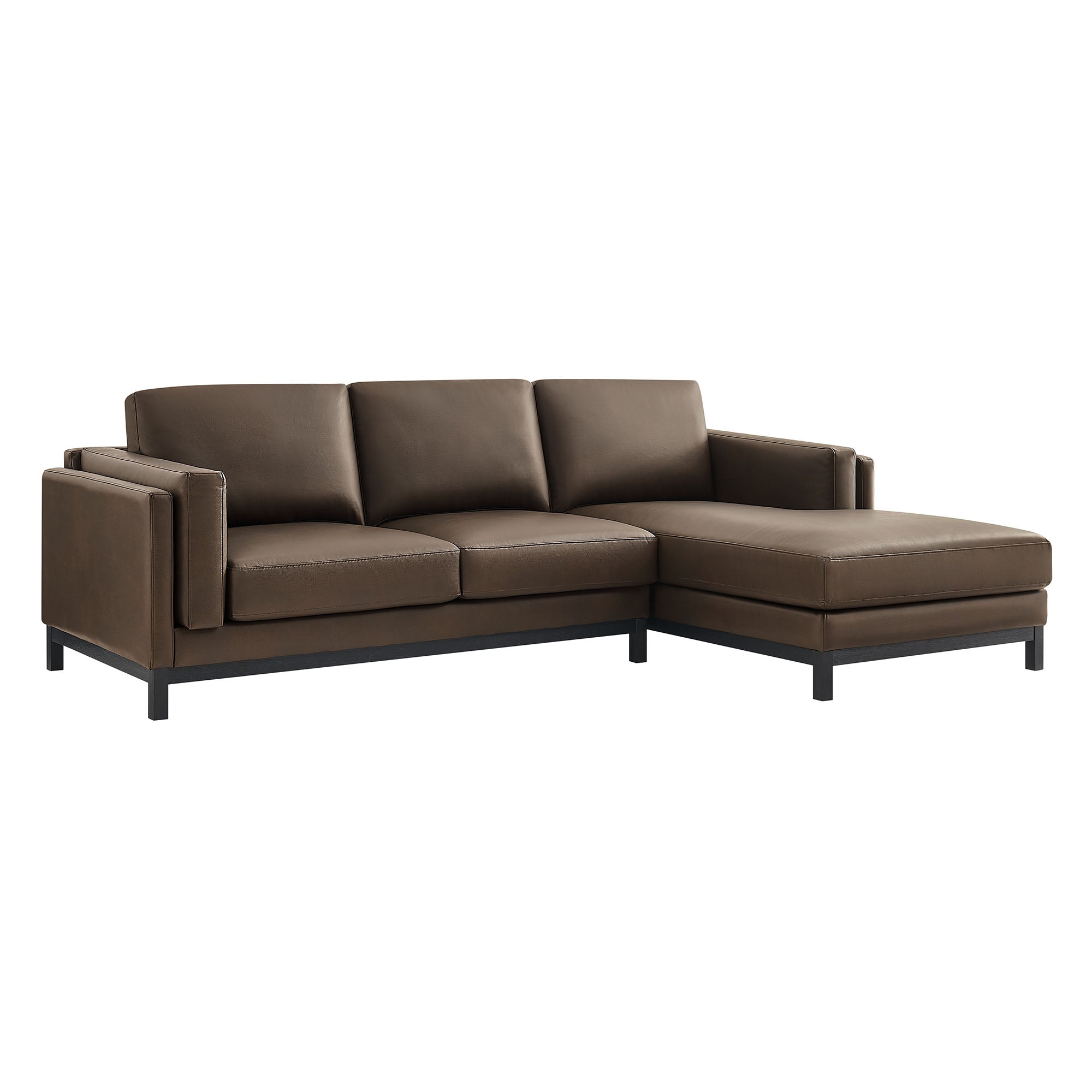 Roscoe Right-Facing Vegan Leather Sectional Sofa with Chaise, Espresso
