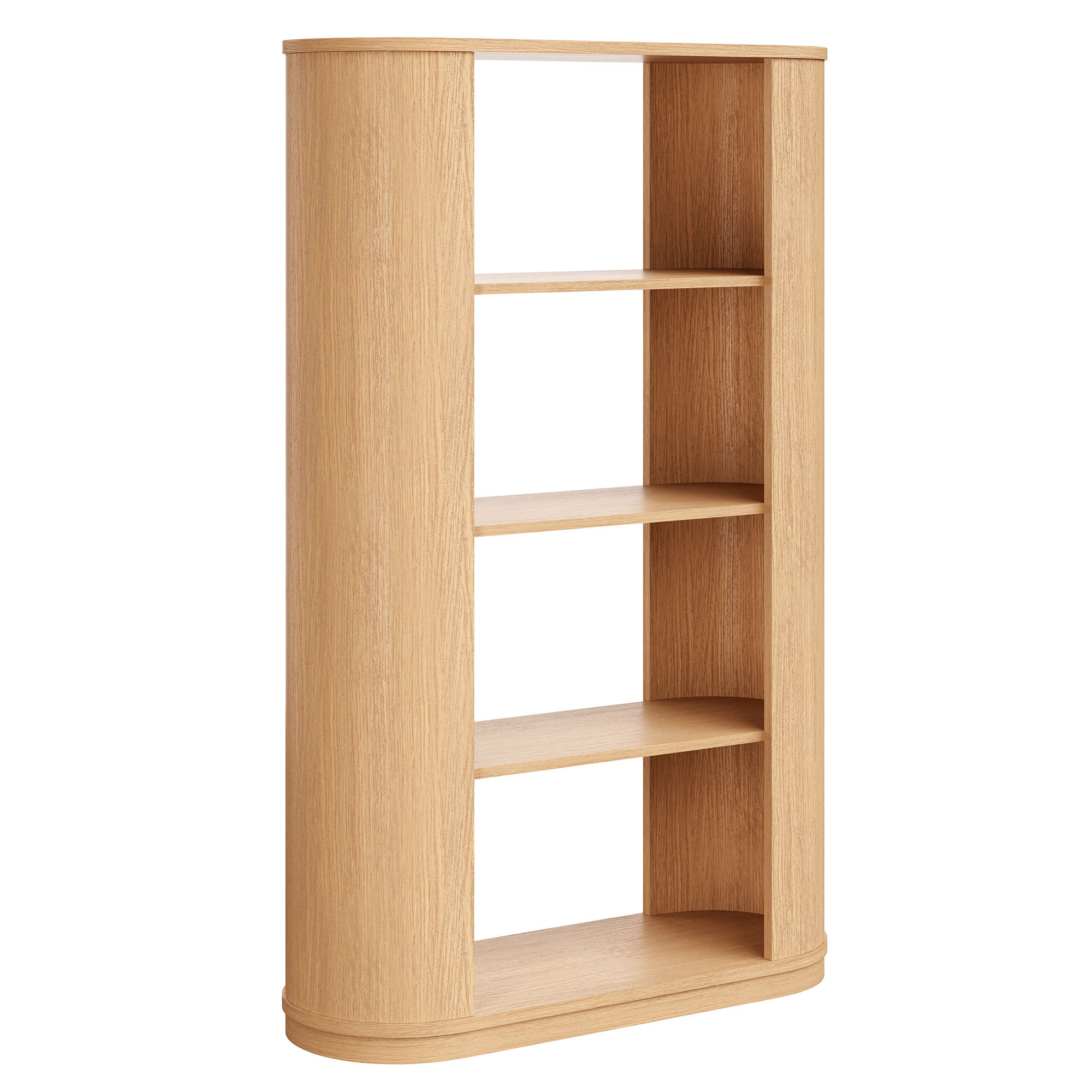 Aspect 74 Inch Curved 4 Tier Bookshelf, Natural