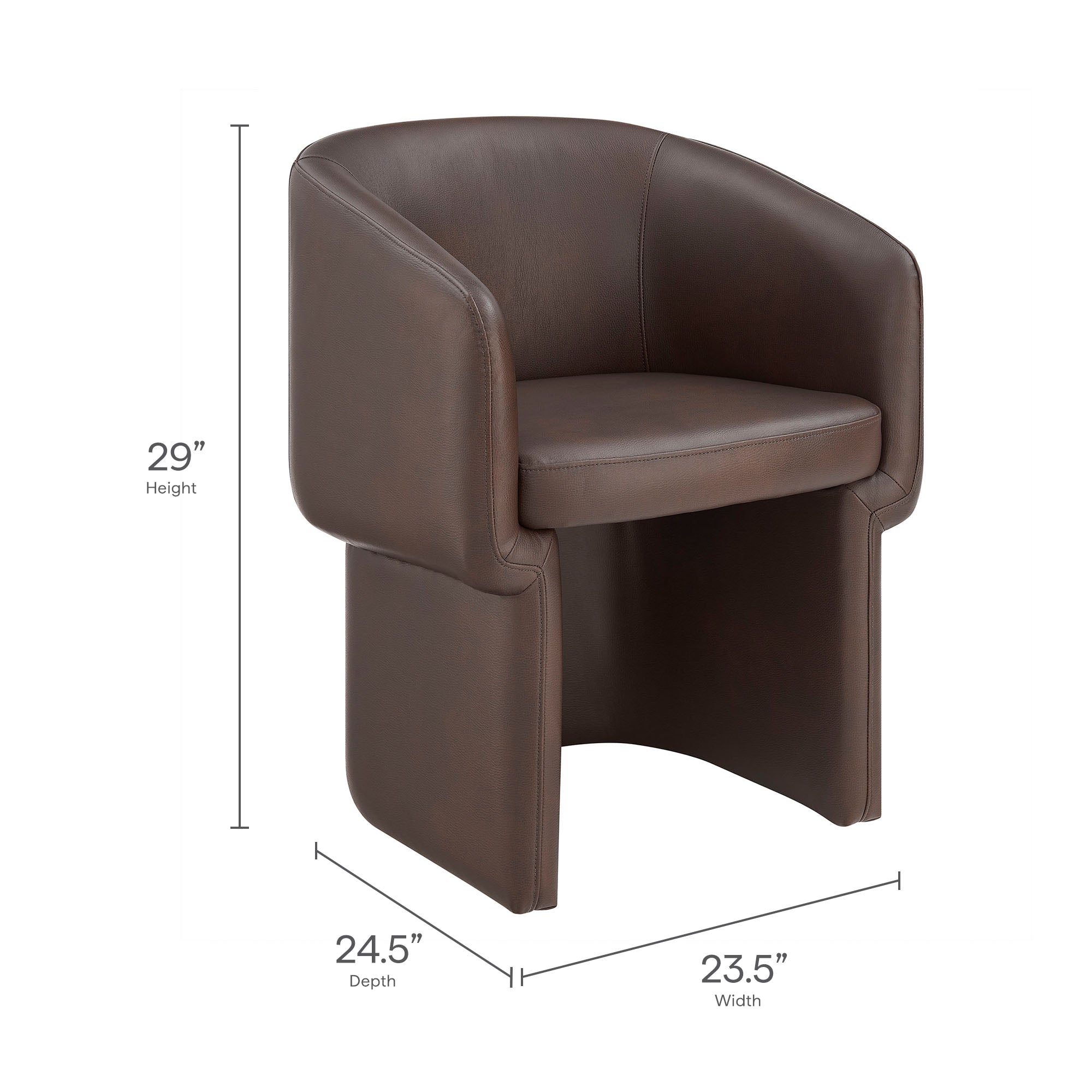 Verity Barrel Back Vegan Leather Dining Chair, Espresso
