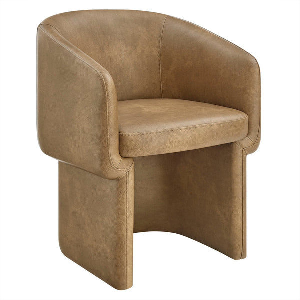 Verity Barrel Back Vegan Leather Dining Chair, Toast