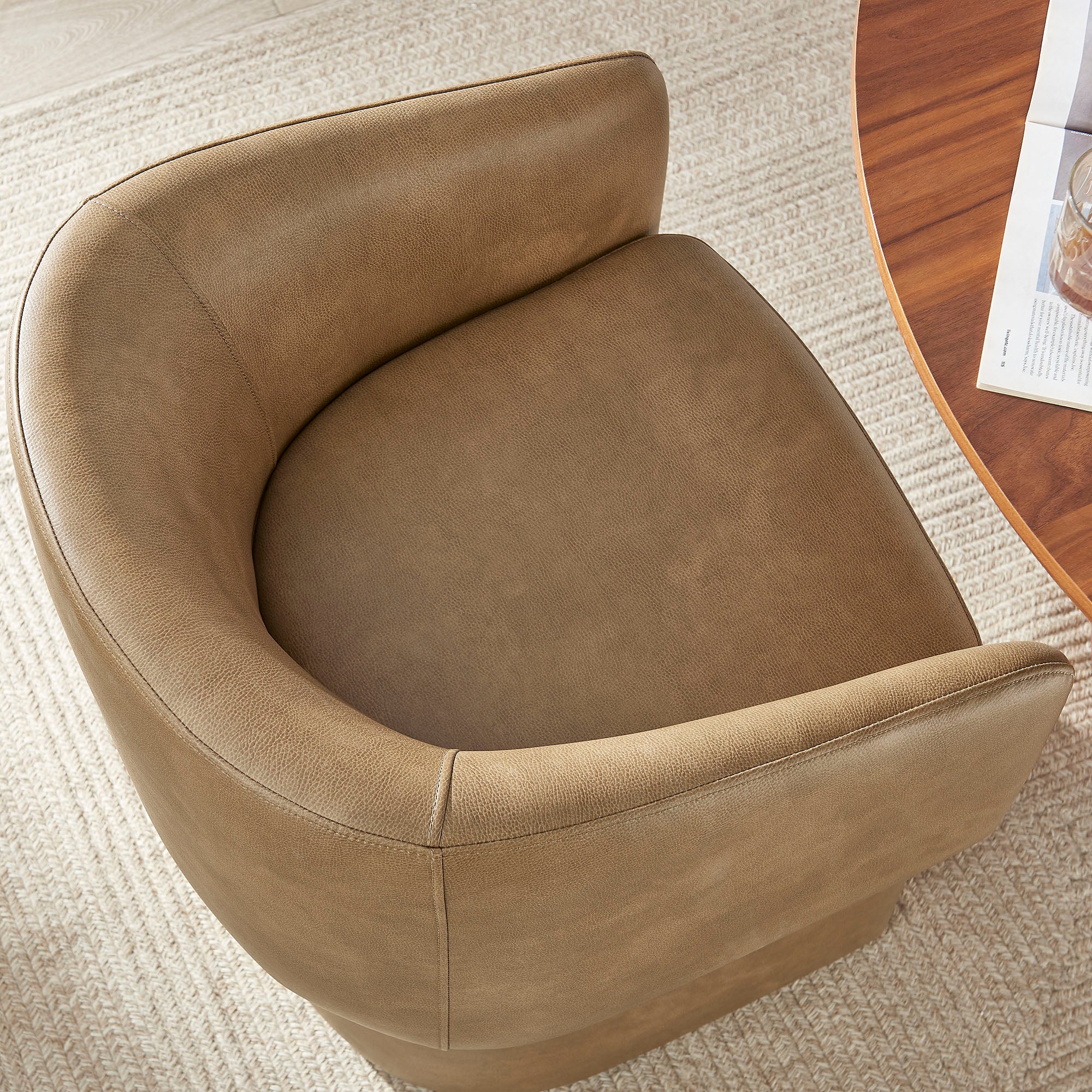 Verity Barrel Back Vegan Leather Dining Chair, Toast