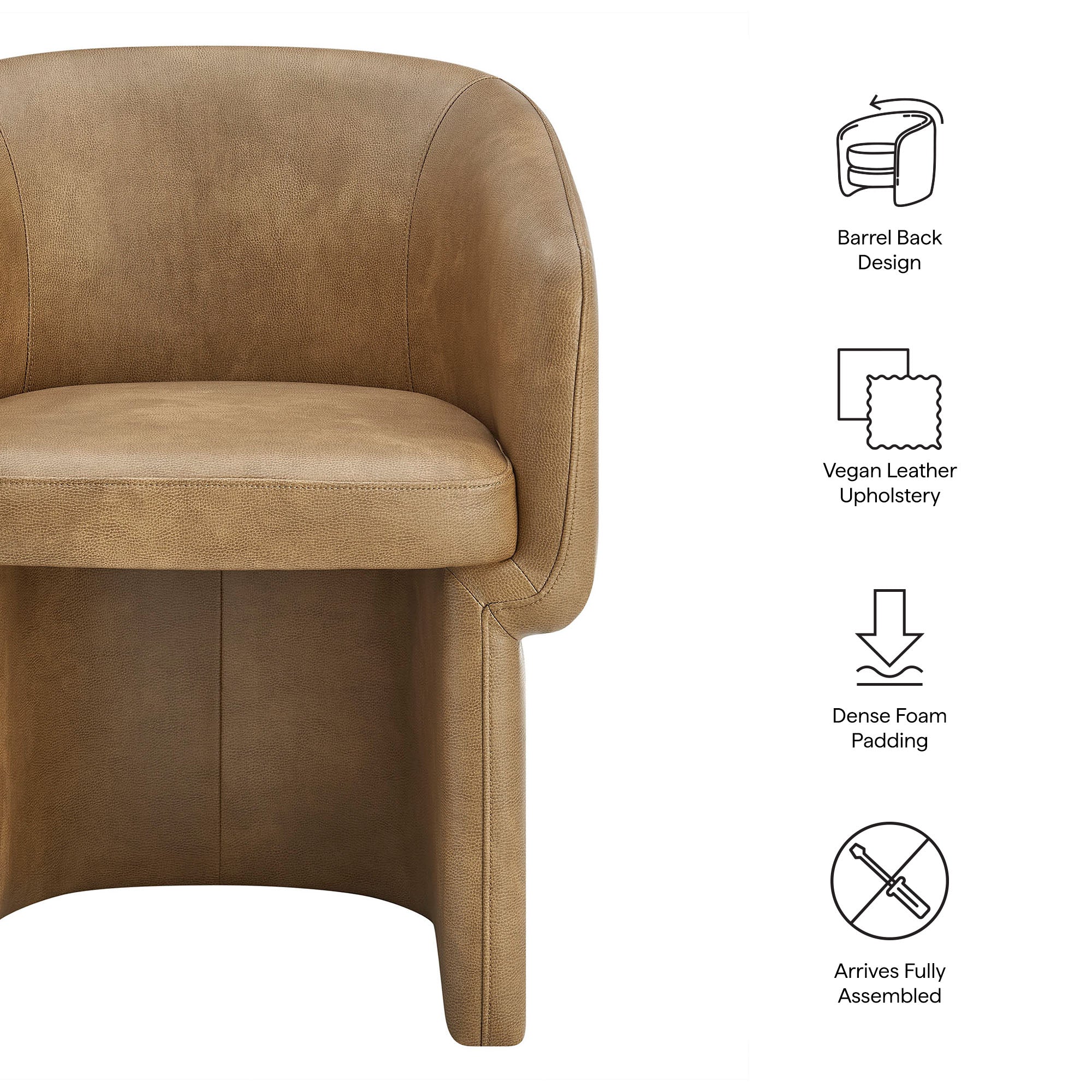 Verity Barrel Back Vegan Leather Dining Chair, Toast