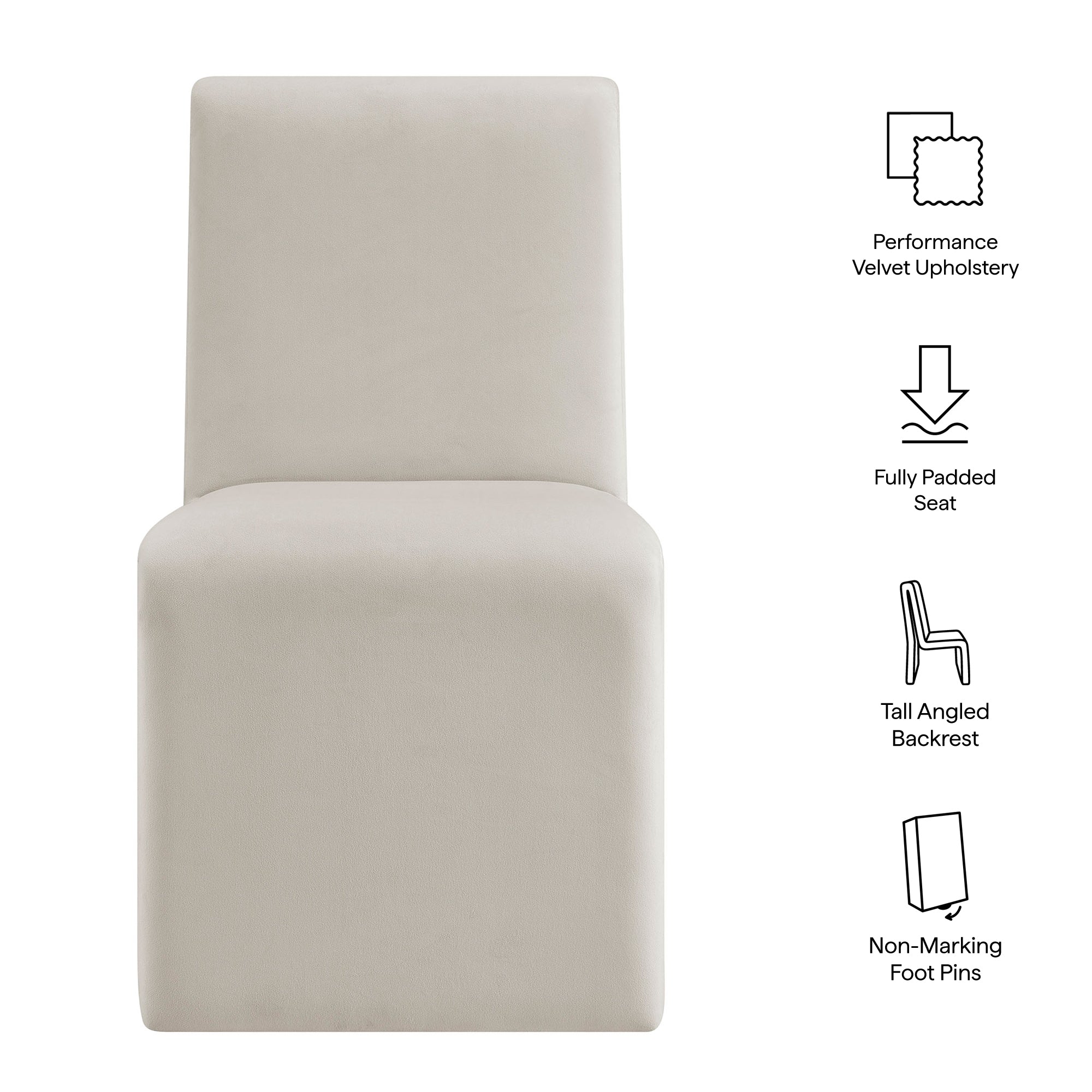 Emory Upholstered Performance Velvet Dining Side Chair, Alabaster