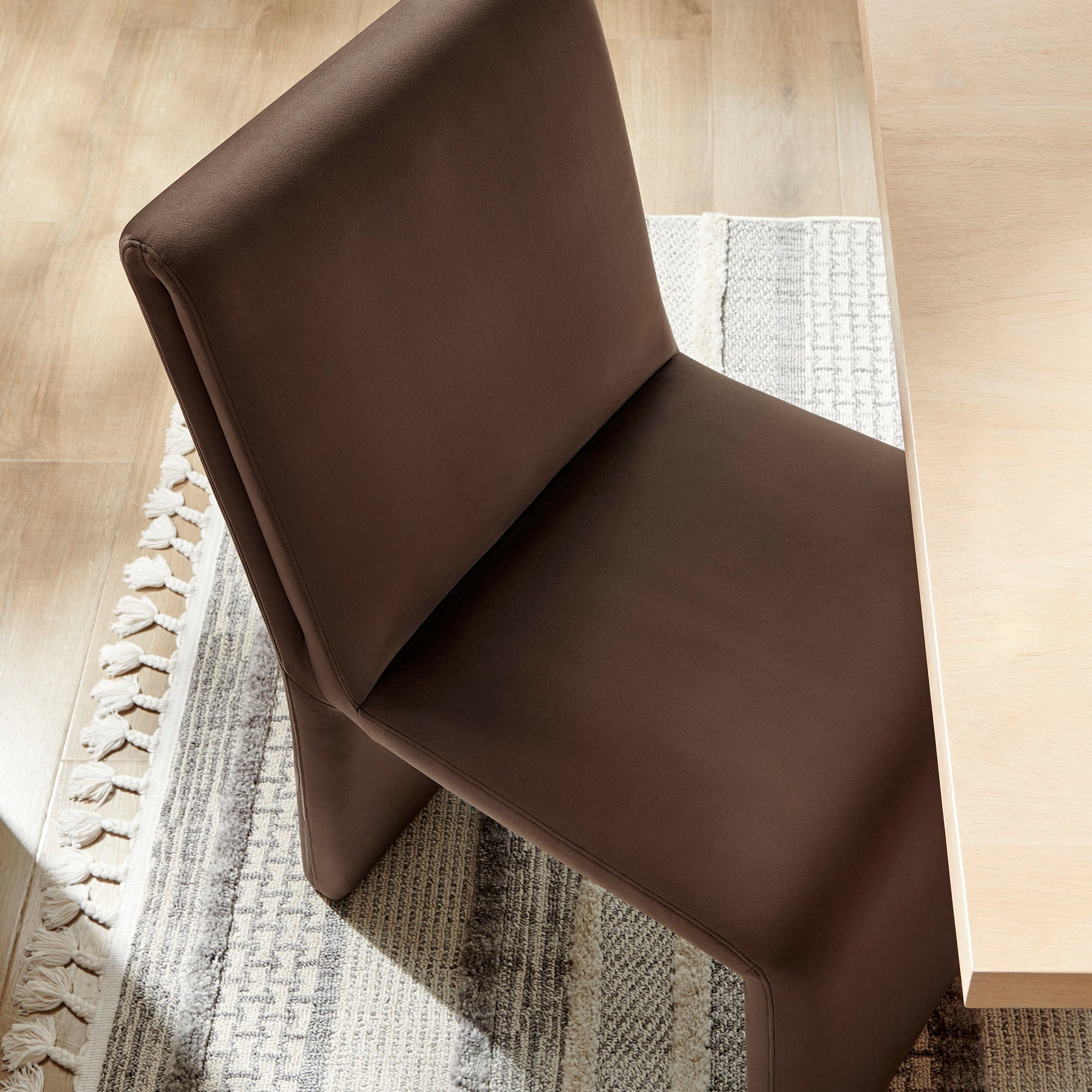 Emory Upholstered Performance Velvet Dining Side Chair, Chocolate