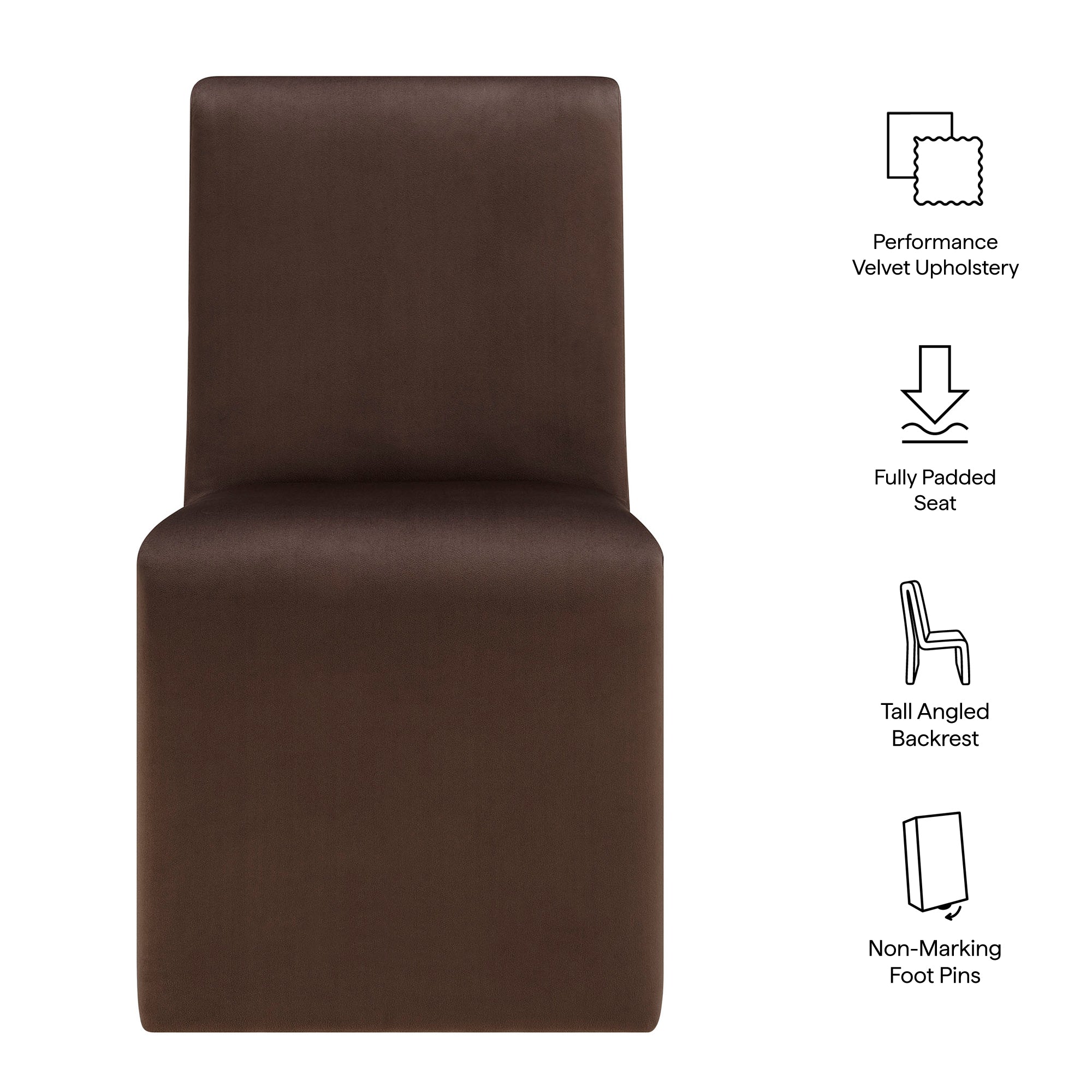 Emory Upholstered Performance Velvet Dining Side Chair, Chocolate