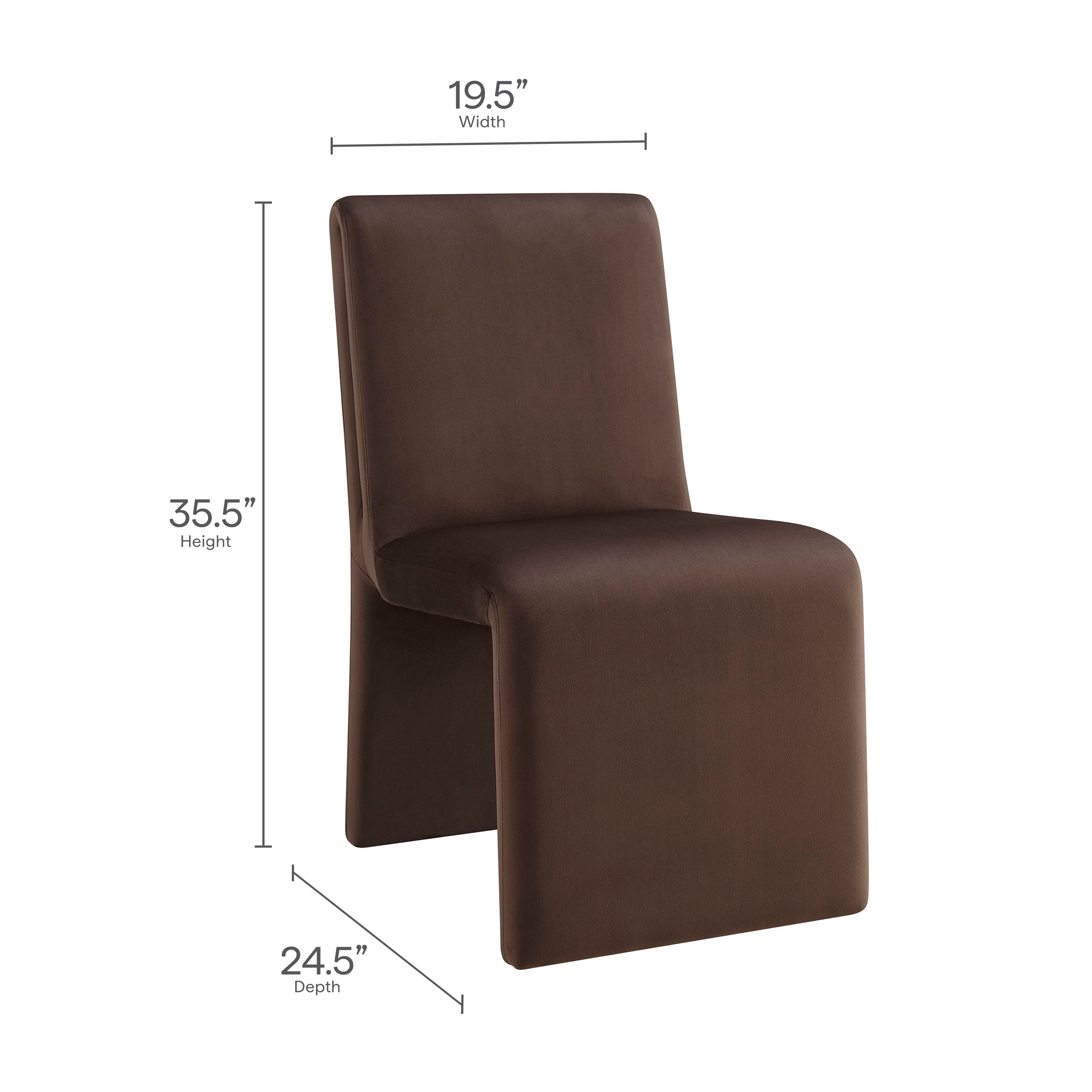 Emory Upholstered Performance Velvet Dining Side Chair, Chocolate