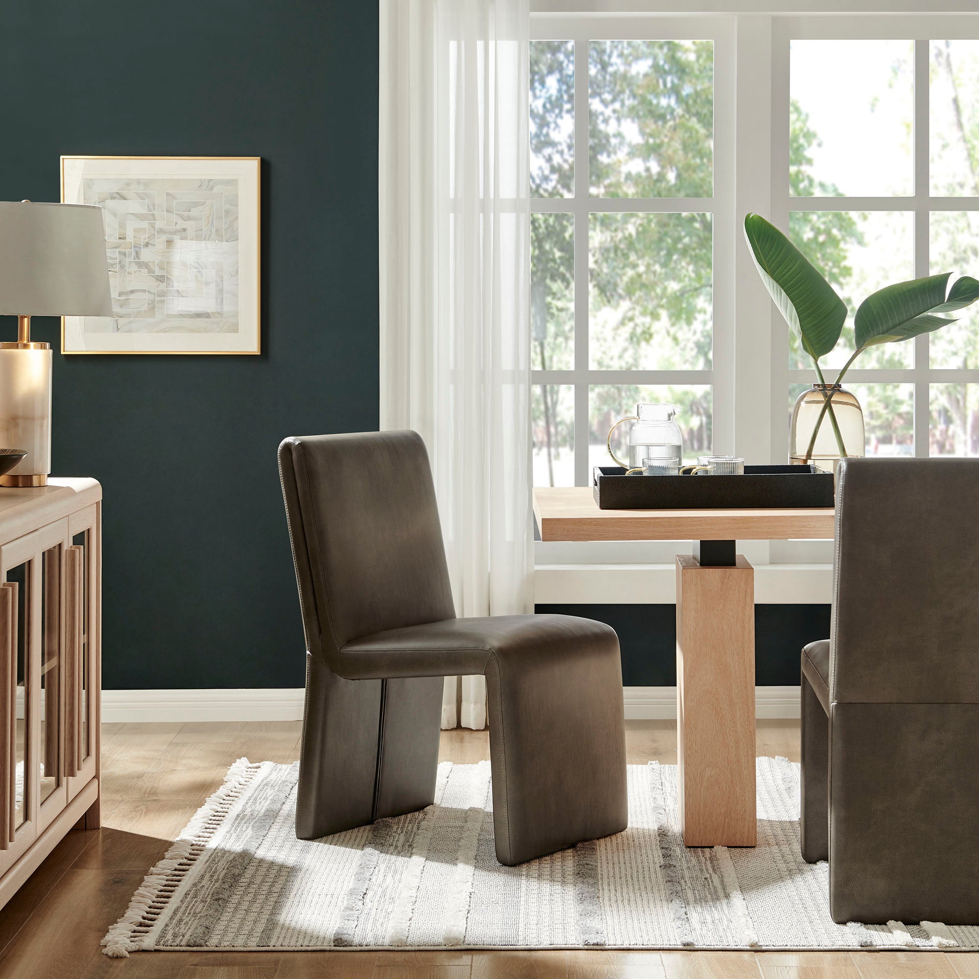 Emory Vegan Leather Dining Side Chair, Mushroom