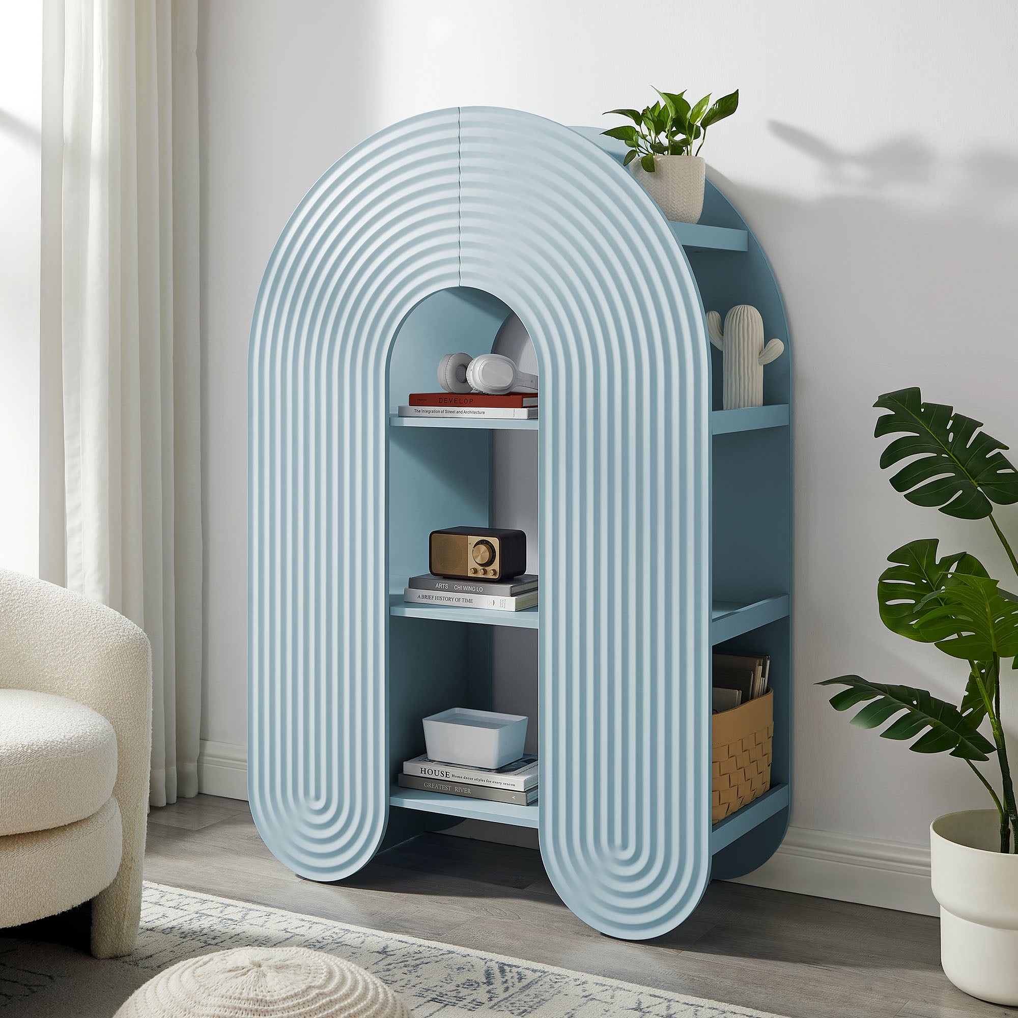 Daydream 58" Arched Bookshelf, Light Blue