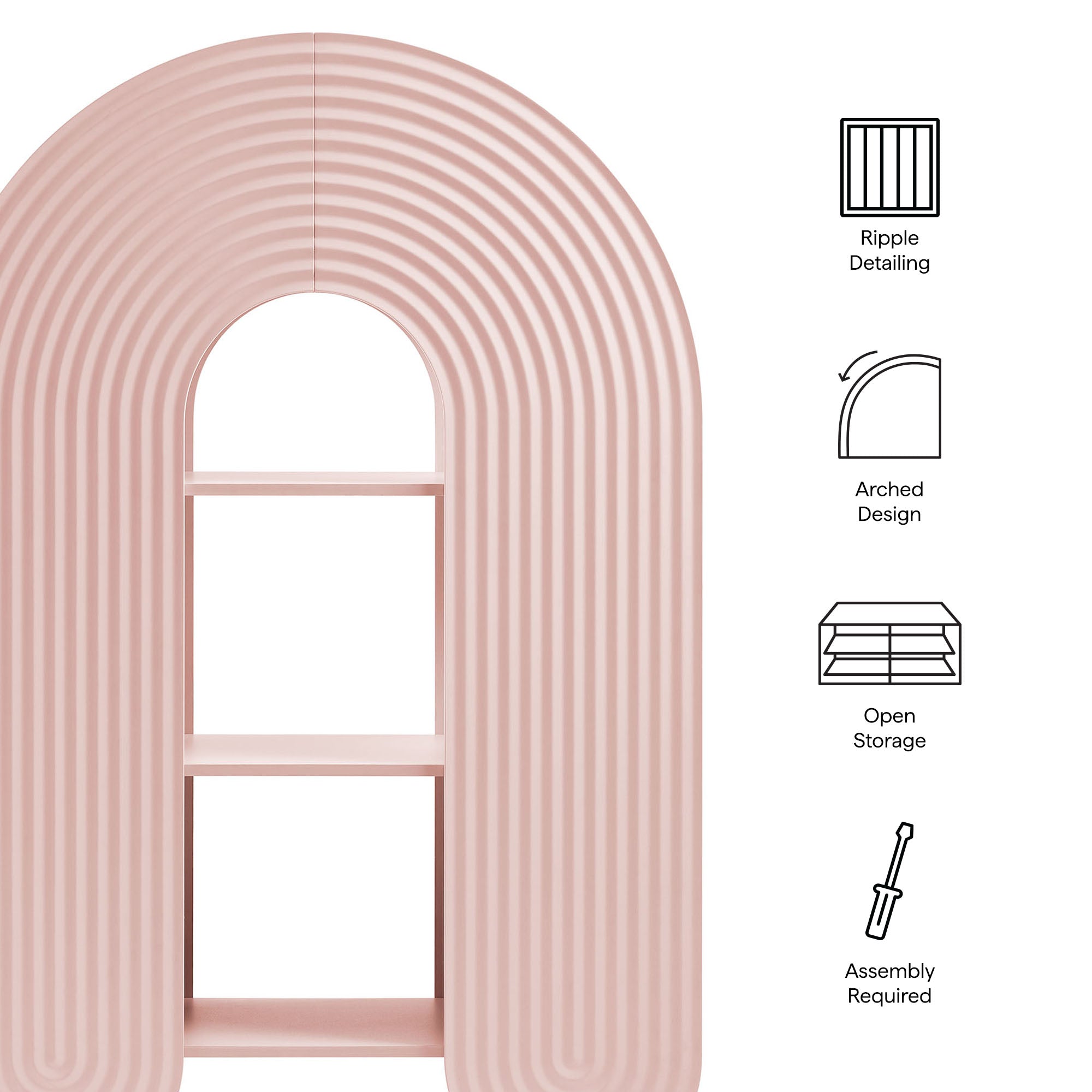 Daydream 58" Arched Bookshelf, Soft Pink