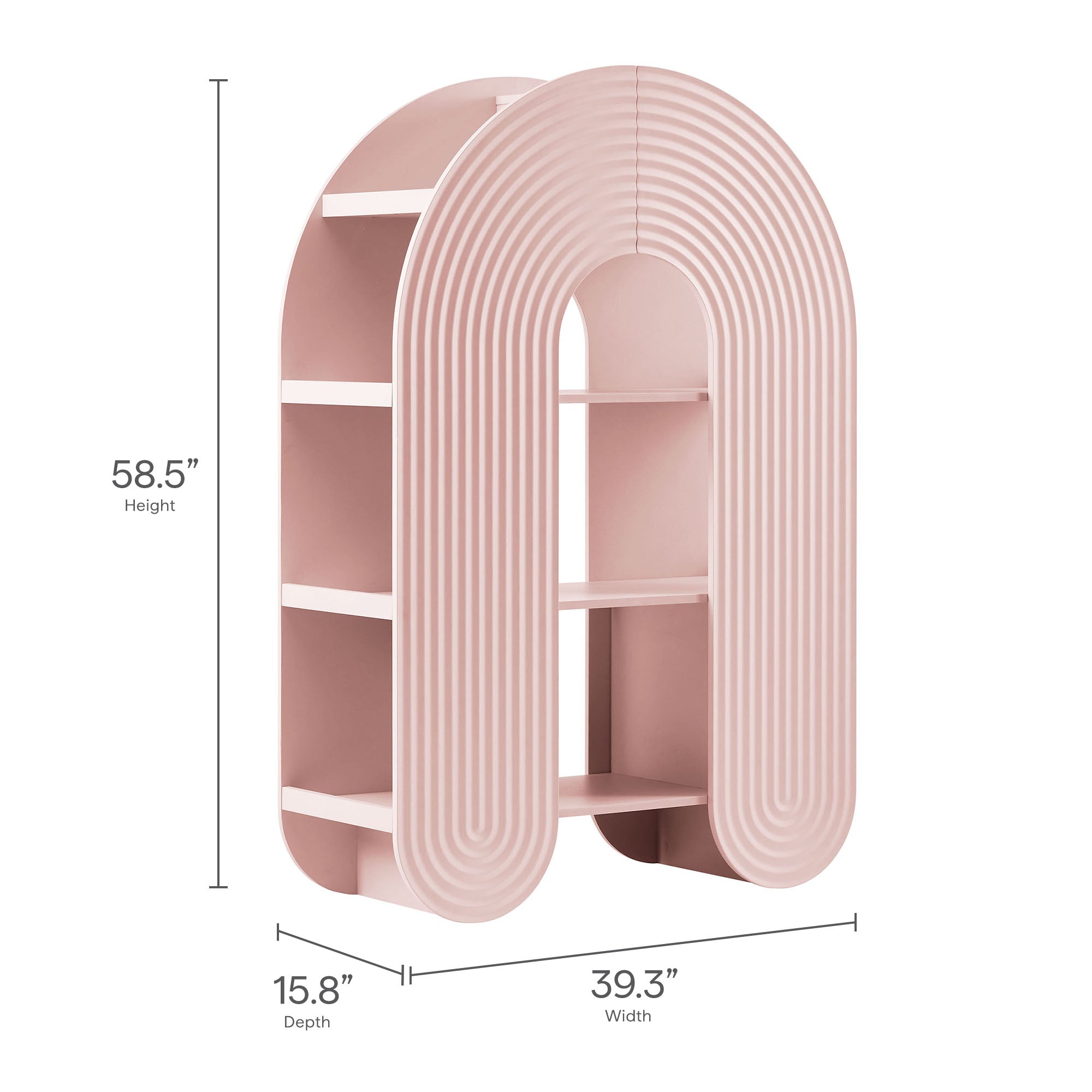 Daydream 58" Arched Bookshelf, Soft Pink