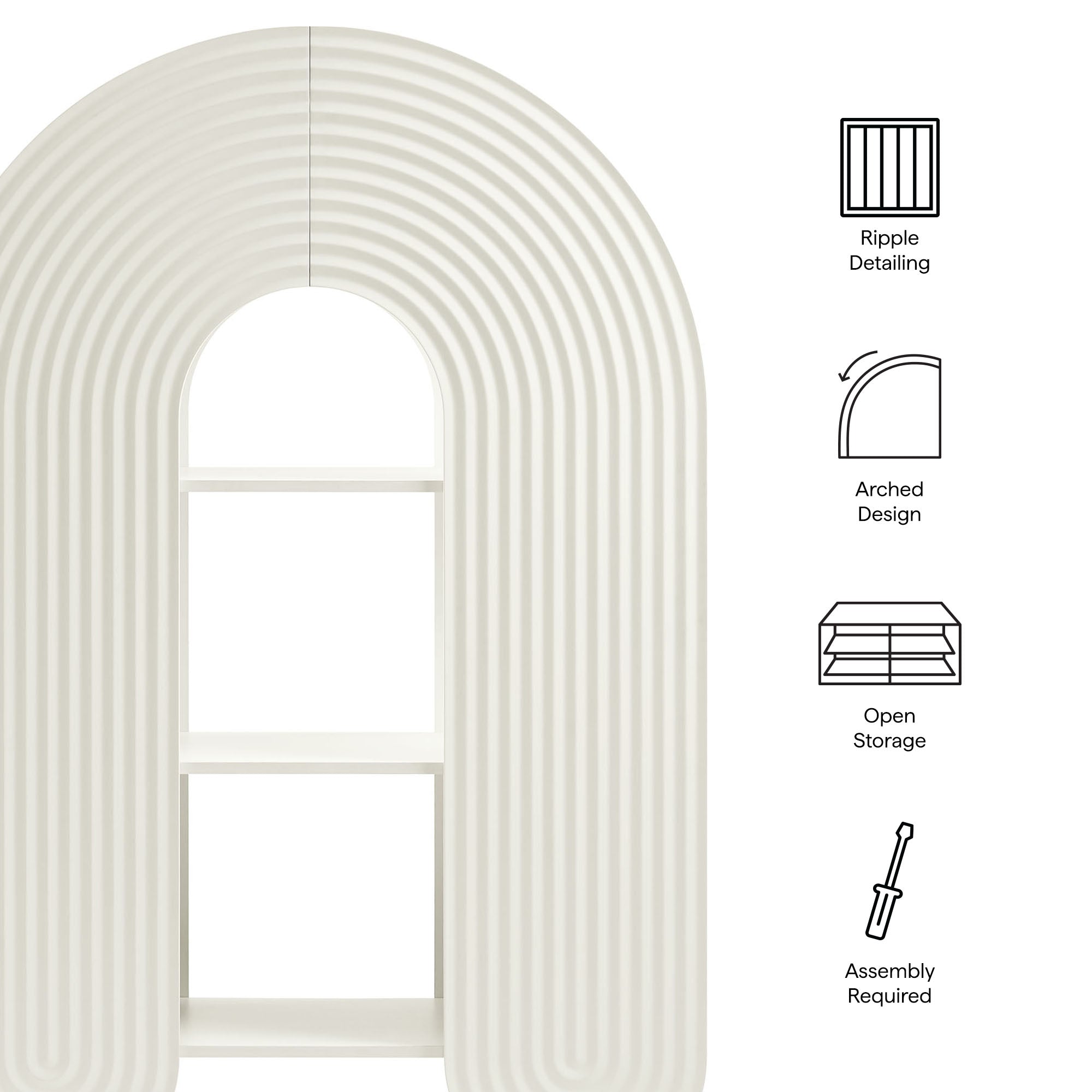 Daydream 58" Arched Bookshelf, White