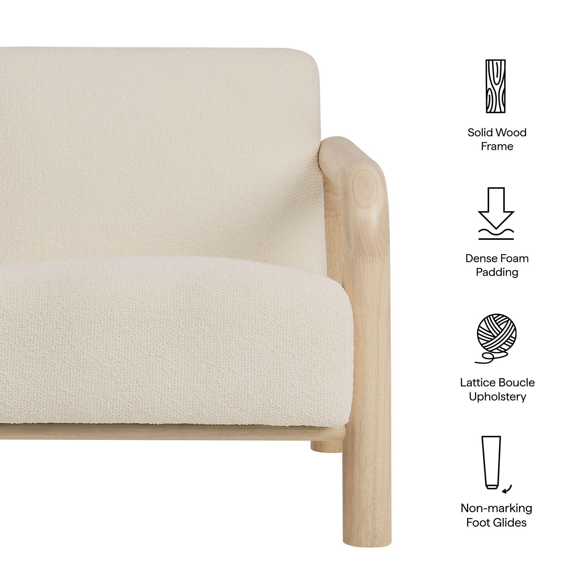 Sereno Boucle Accent Chair, Cream Oak
