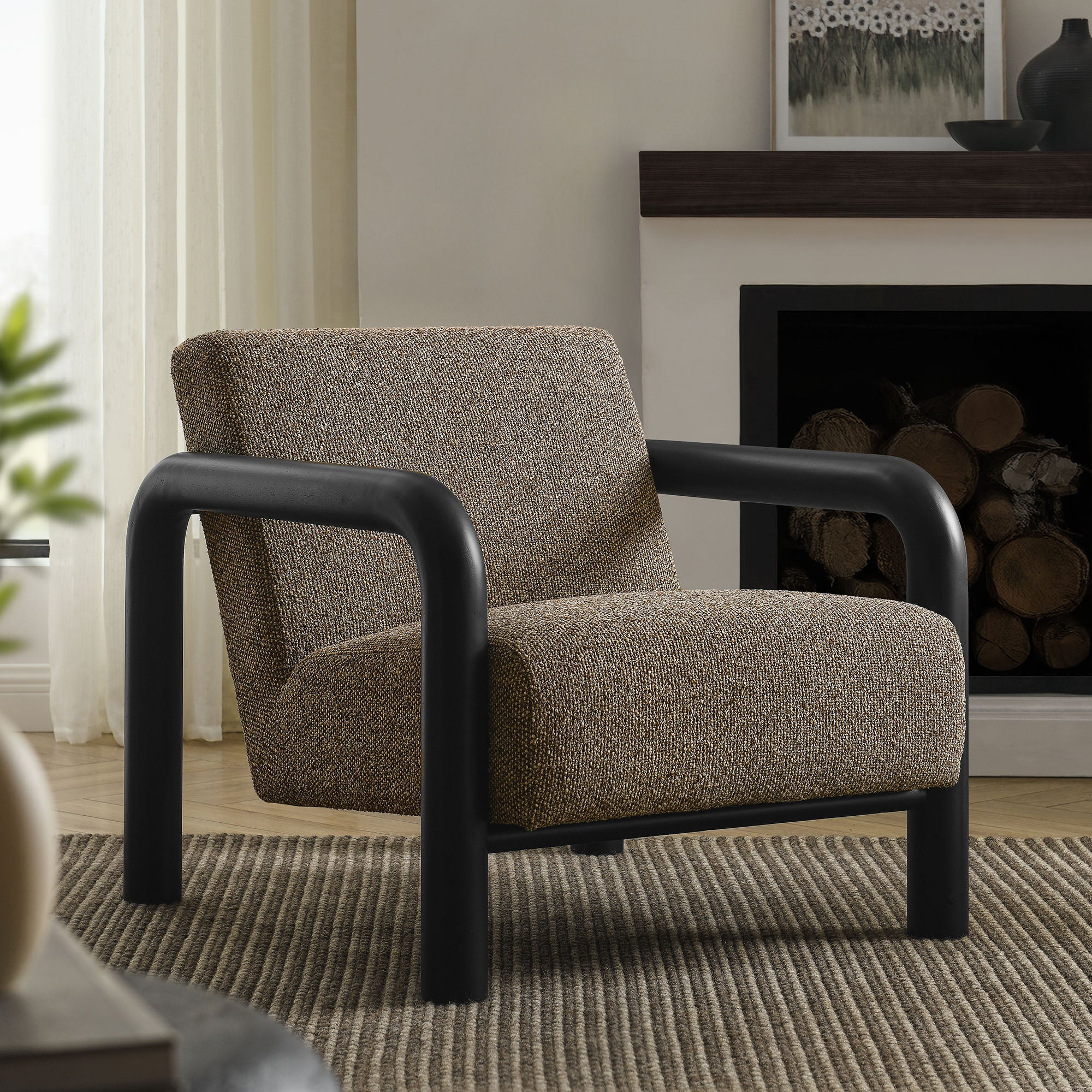 Sereno Boucle Accent Chair, Earth Black