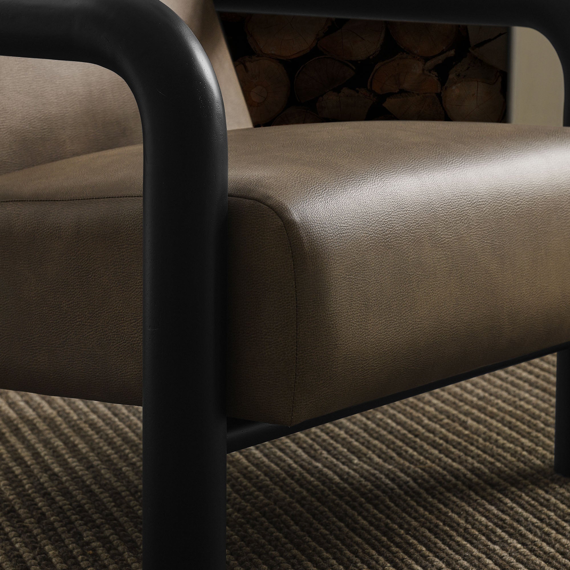 Sereno Vegan Leather Accent Chair, Mushroom Black