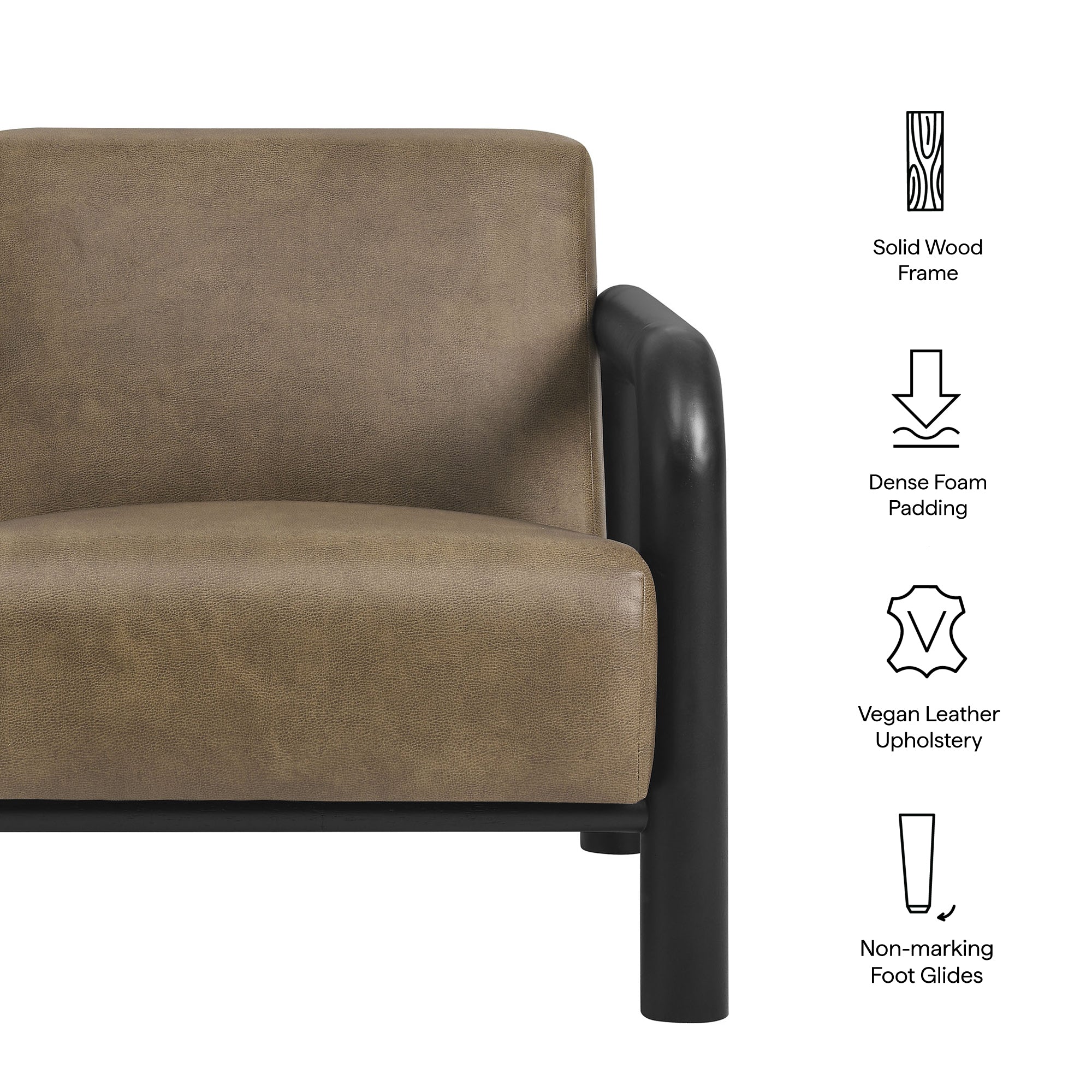 Sereno Vegan Leather Accent Chair, Mushroom Black