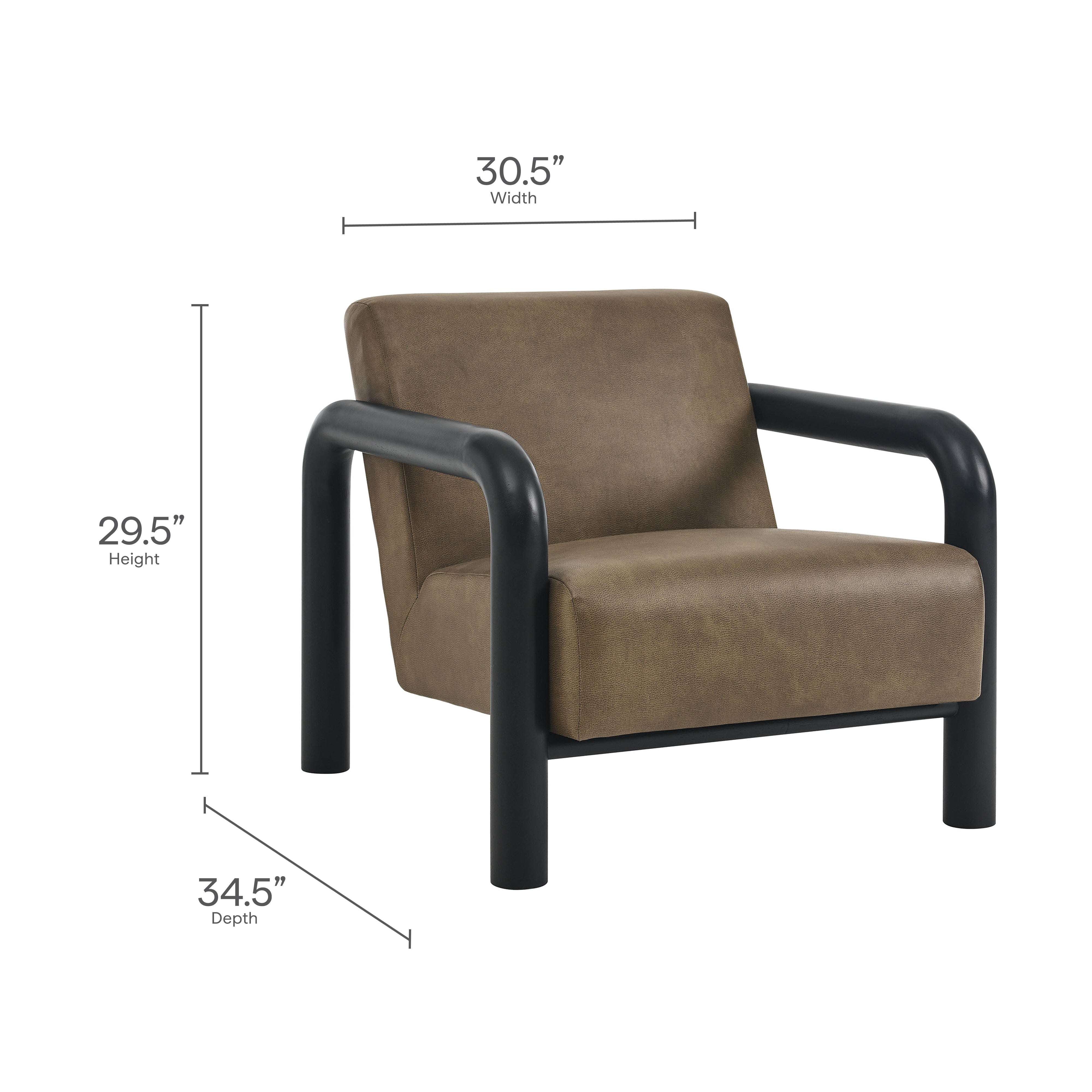 Sereno Vegan Leather Accent Chair, Mushroom Black