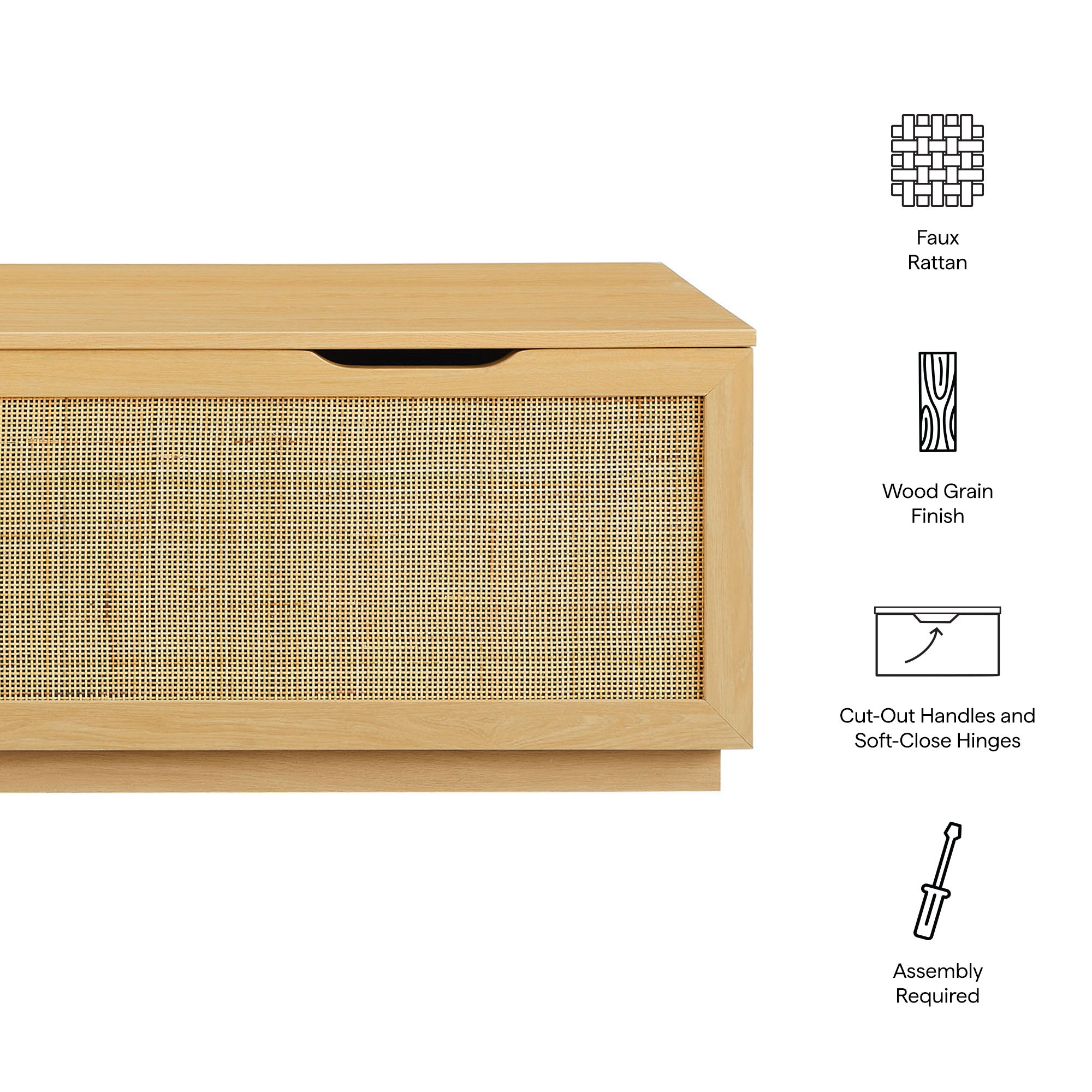 Soma 47" Rattan Storage Bench, Oak