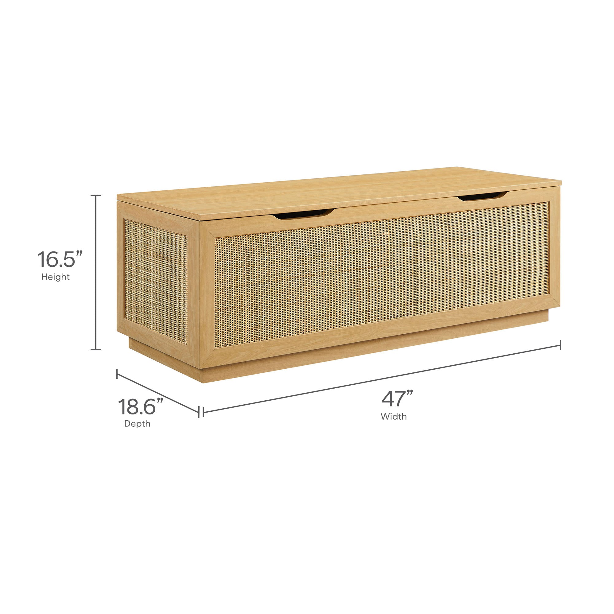 Soma 47" Rattan Storage Bench, Oak
