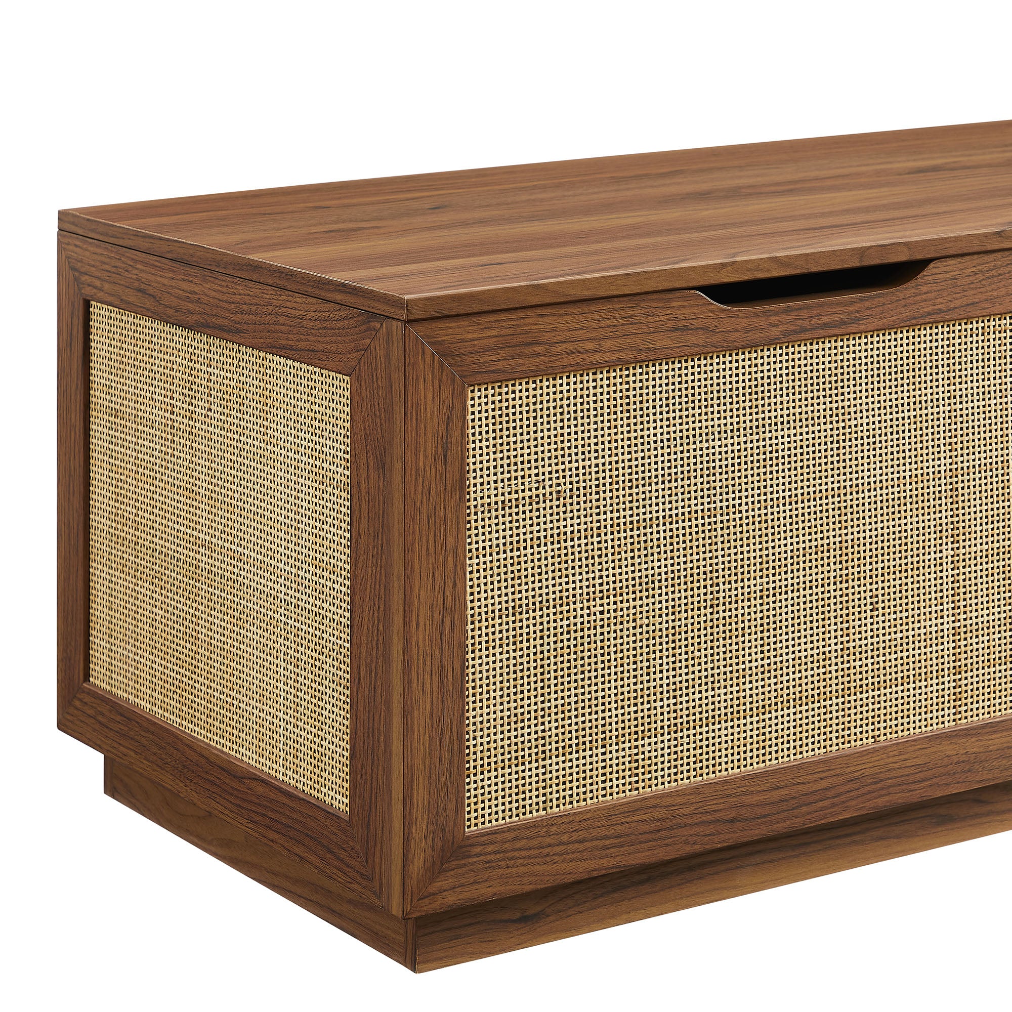 Soma 47" Rattan Storage Bench, Walnut