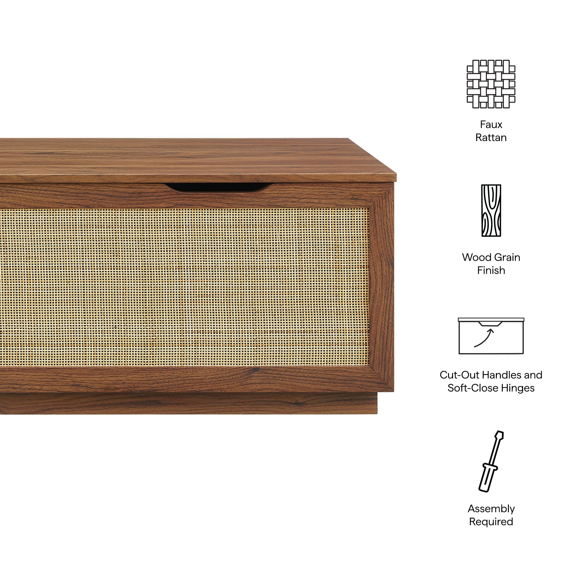 Soma 47" Rattan Storage Bench, Walnut