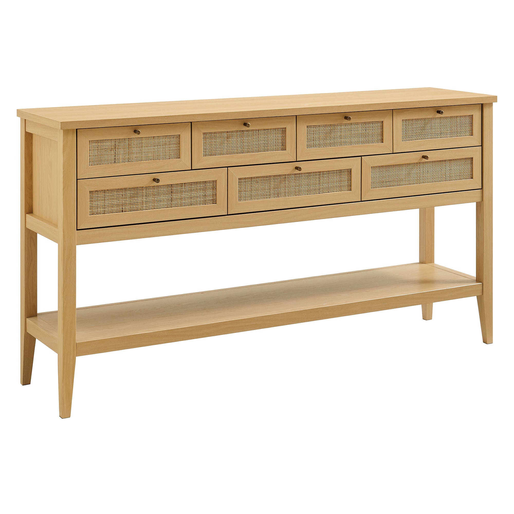 Soma 62 Inch Rattan Console Table, Oak