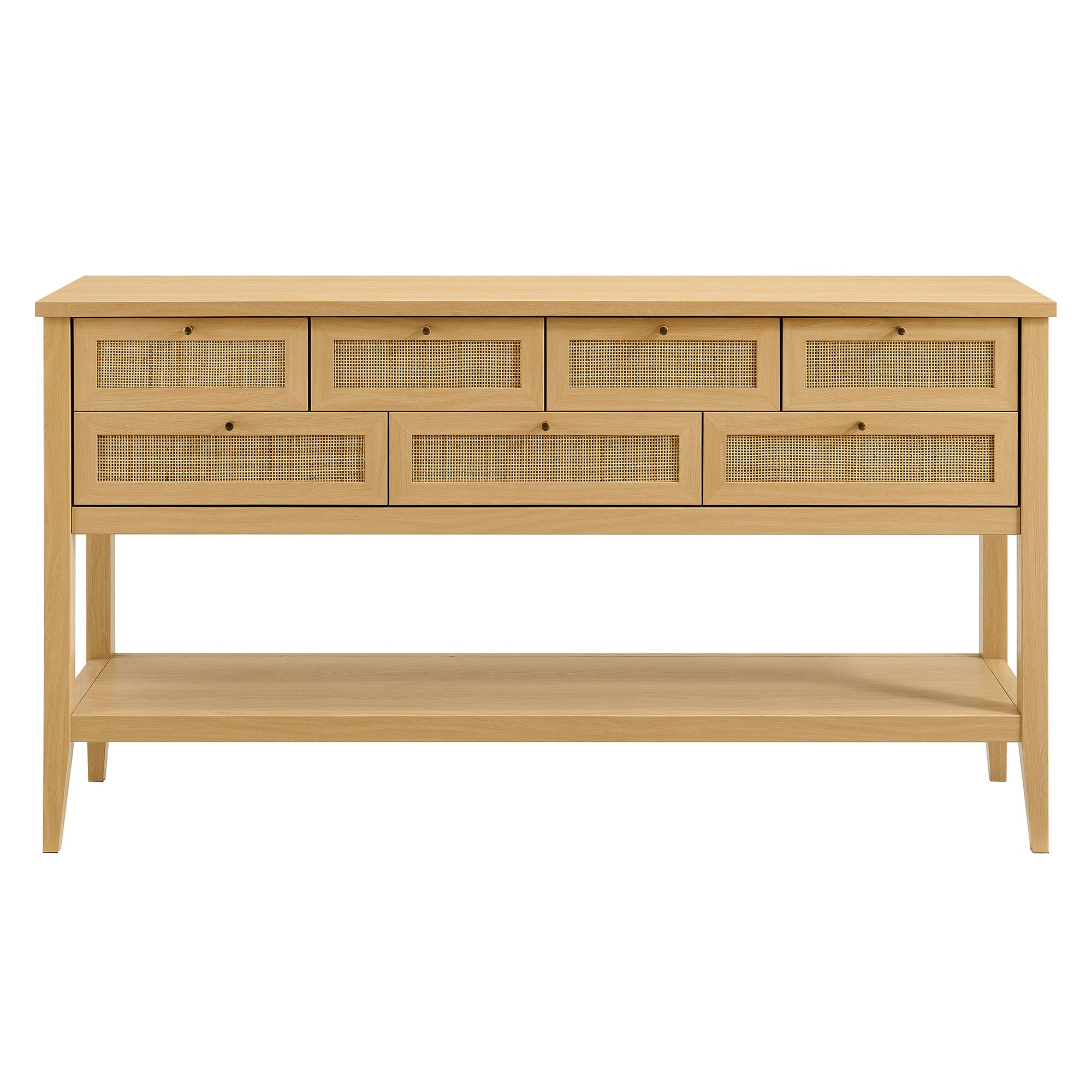 Soma 62 Inch Rattan Console Table, Oak