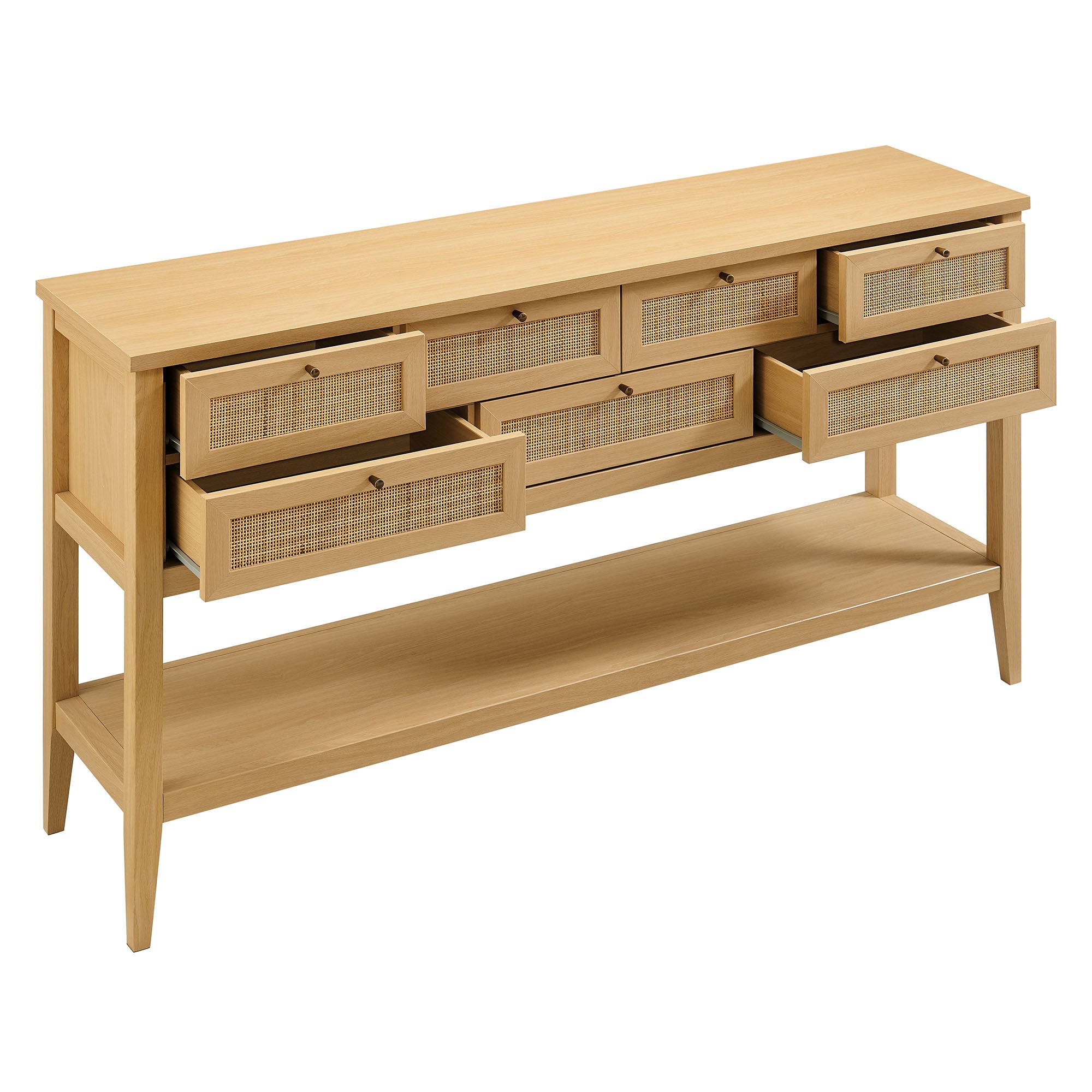 Soma 62 Inch Rattan Console Table, Oak