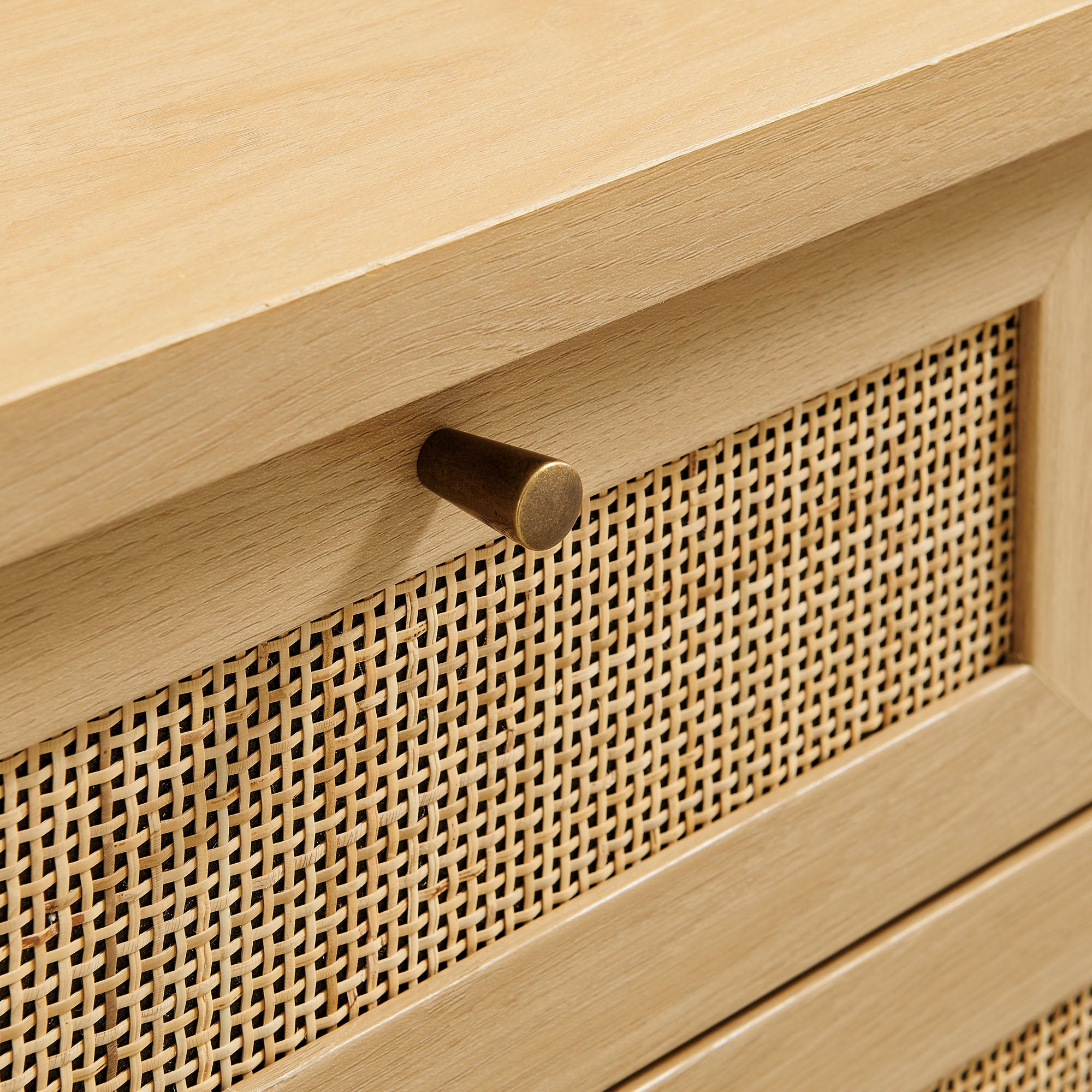 Soma 62 Inch Rattan Console Table, Oak
