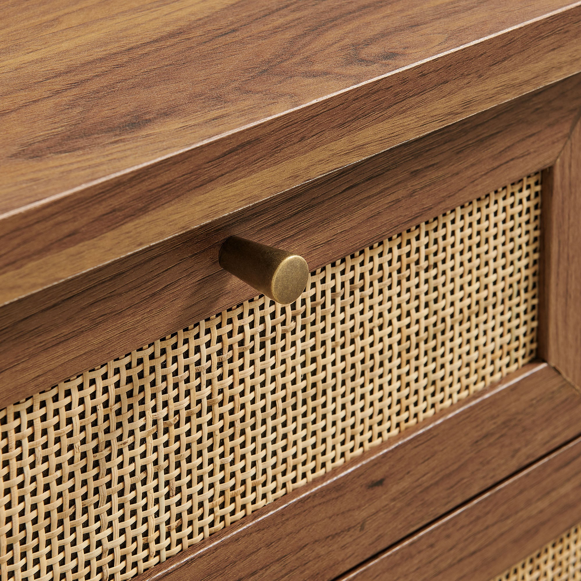 Soma 62 Inch Rattan Console Table, Walnut