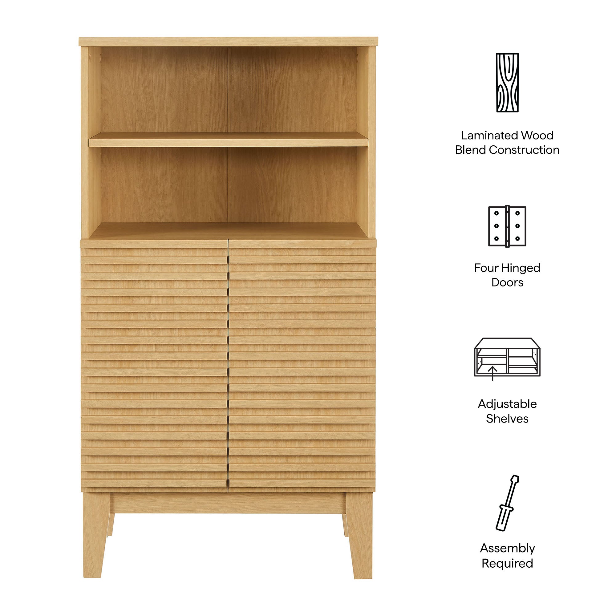 Render Freestanding Bathroom Storage Cabinet, Oak