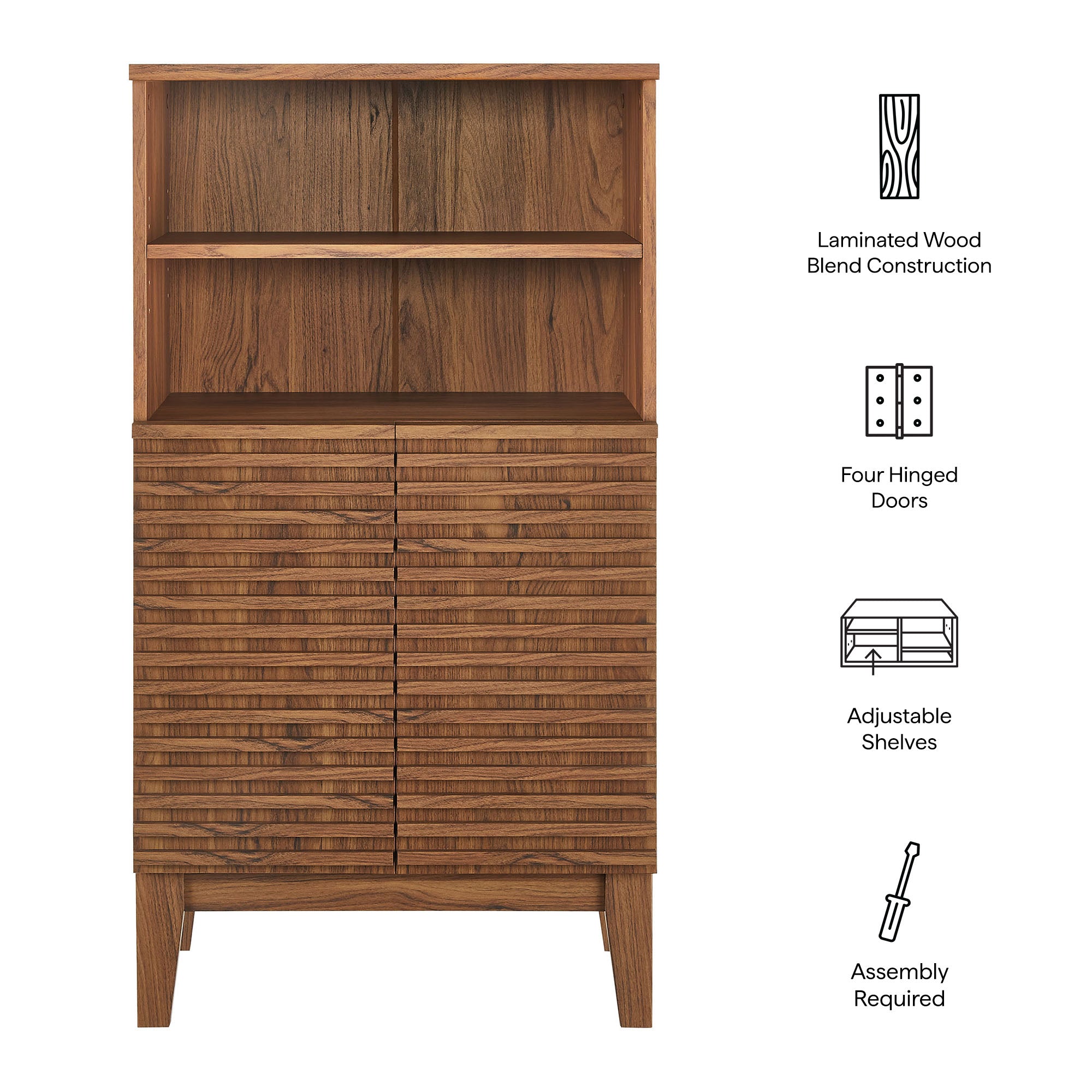 Render Freestanding Bathroom Storage Cabinet, Walnut