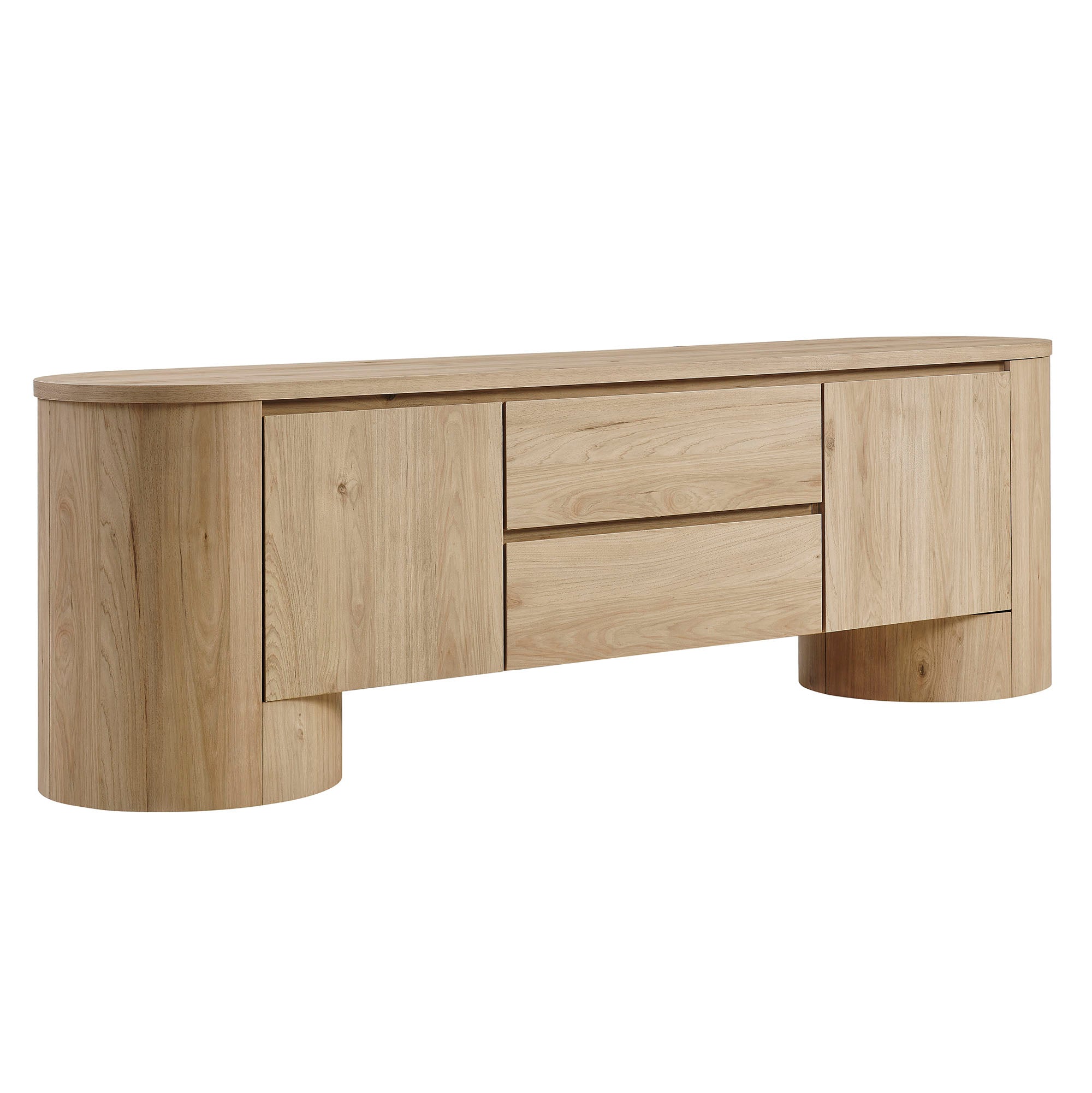 Duval 71 Inch Oval TV Cabinet, Light Oak