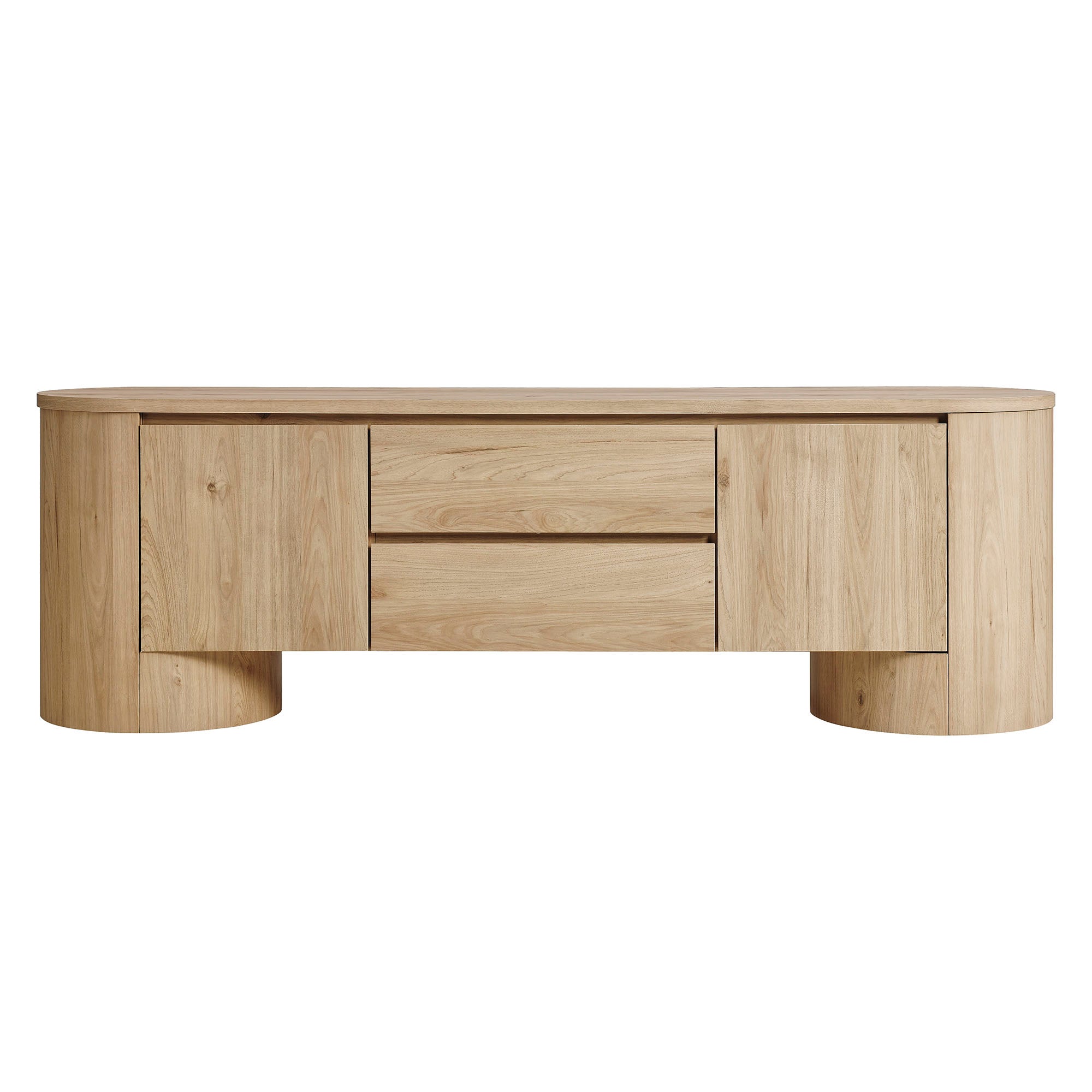 Duval 71 Inch Oval TV Cabinet, Light Oak