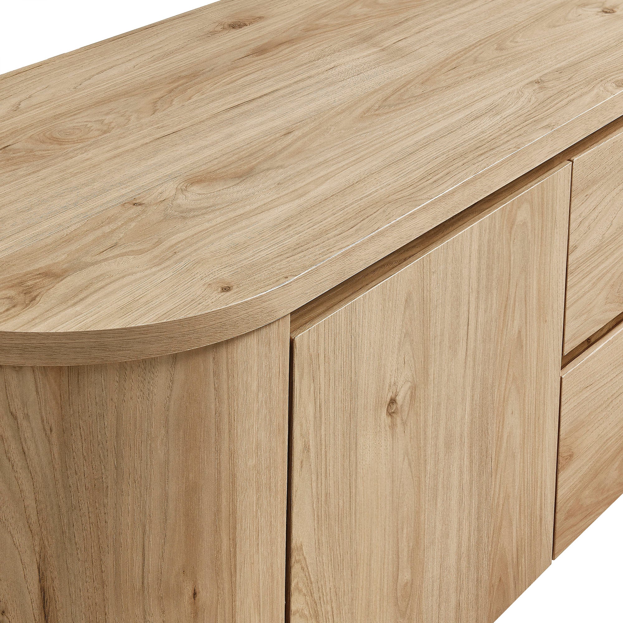 Duval 71 Inch Oval TV Cabinet, Light Oak