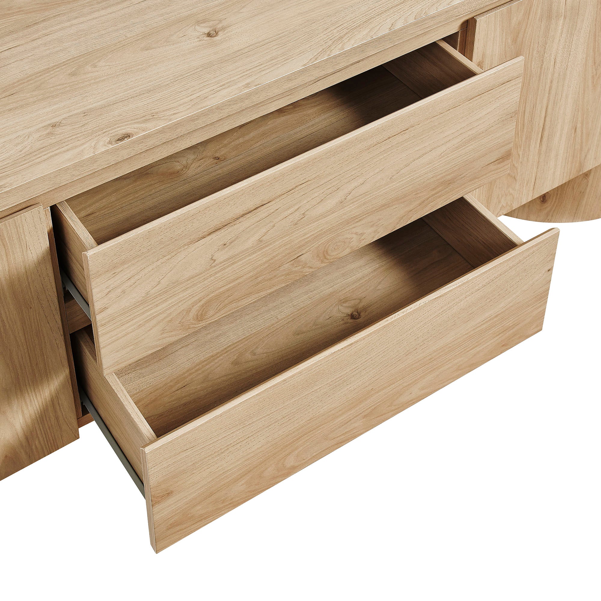 Duval 71 Inch Oval TV Cabinet, Light Oak