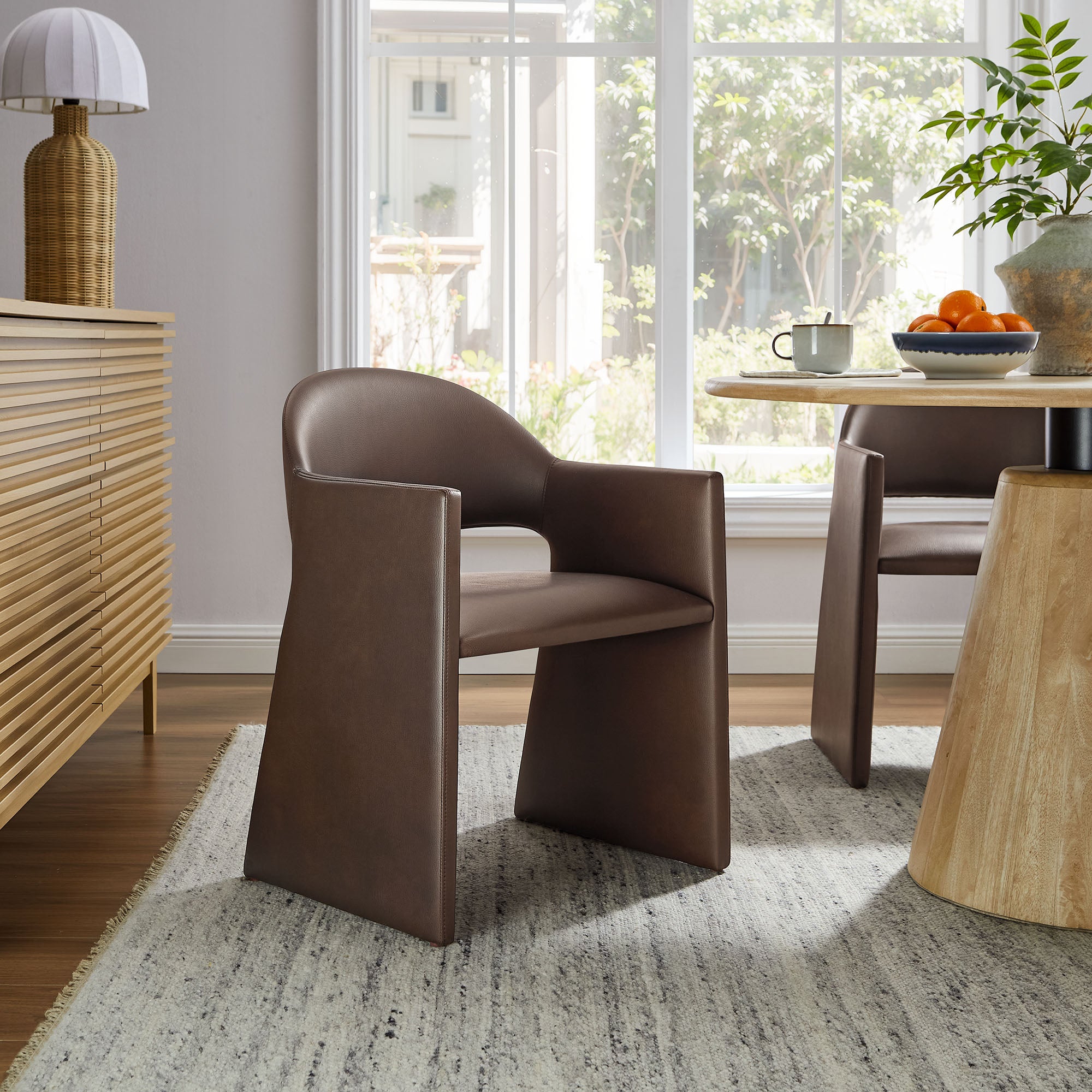 Talia Vegan Leather Dining Armchair, Espresso