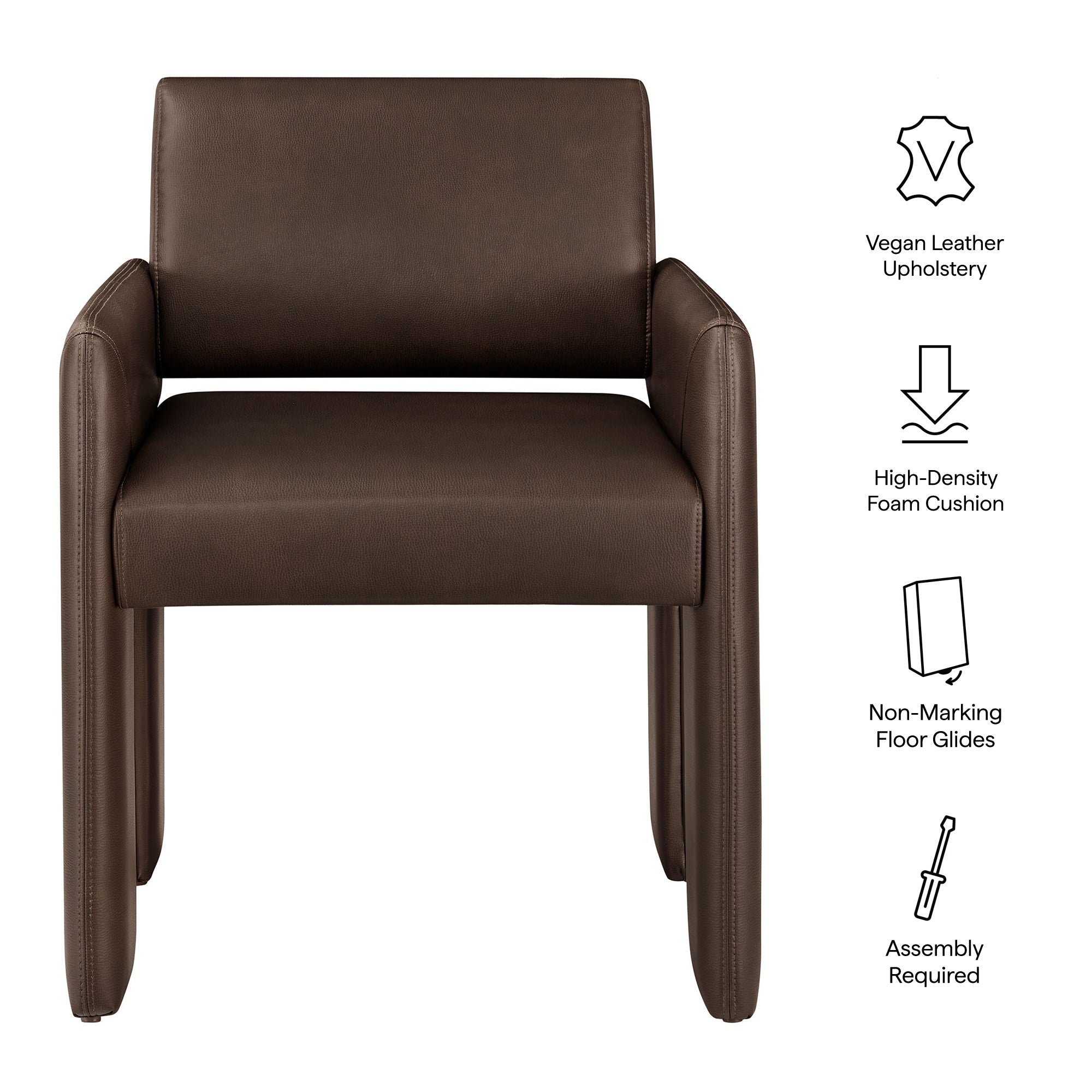 Daven Vegan Leather Dining Armchair, Espresso