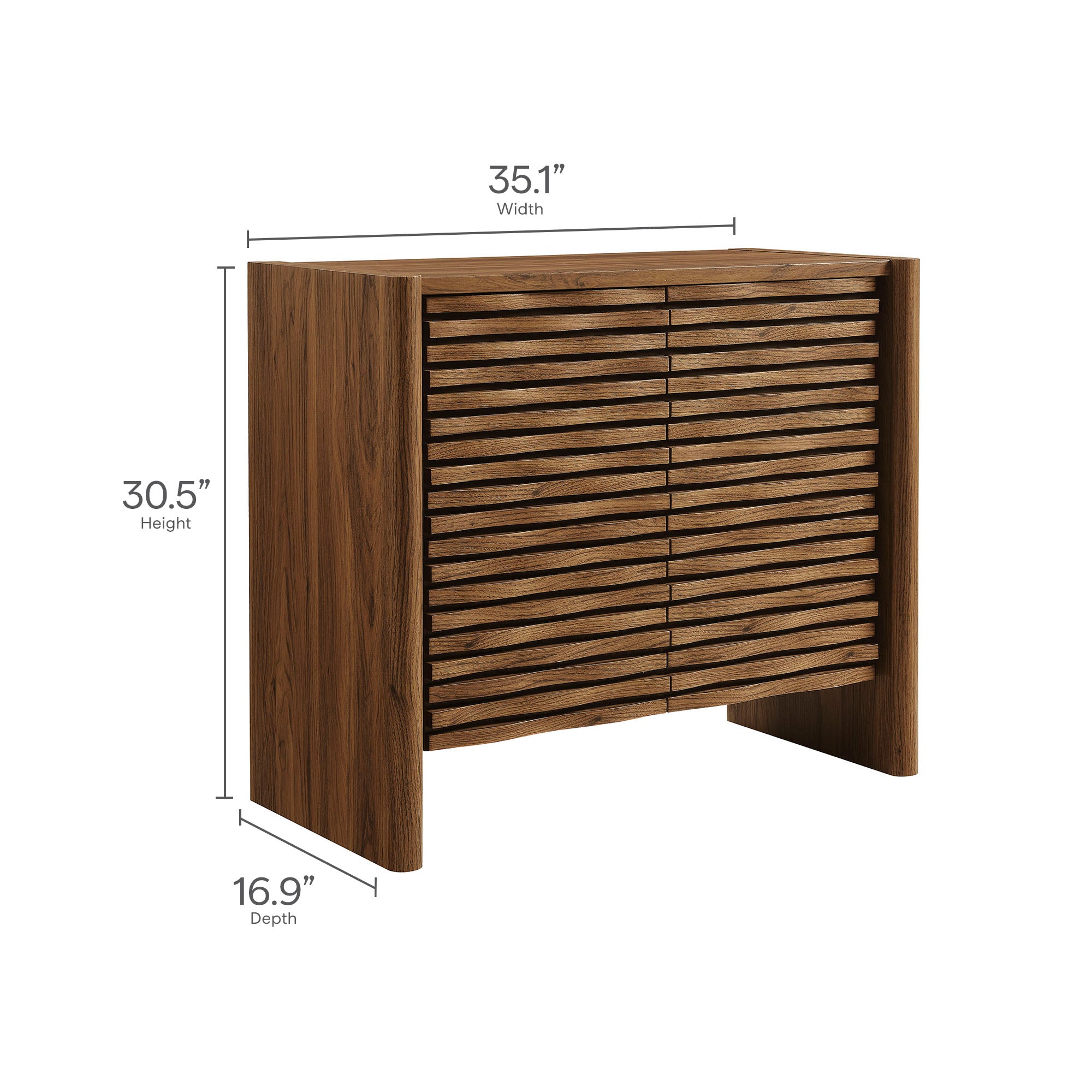 Emric Wave Accent Cabinet, Walnut