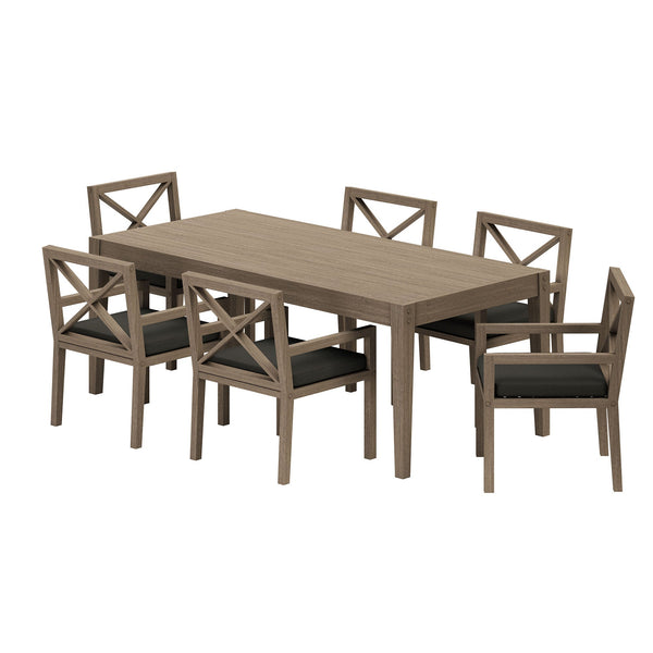 Northlake 7-Piece Outdoor Patio Teak Wood Dining Set, Flint Gray