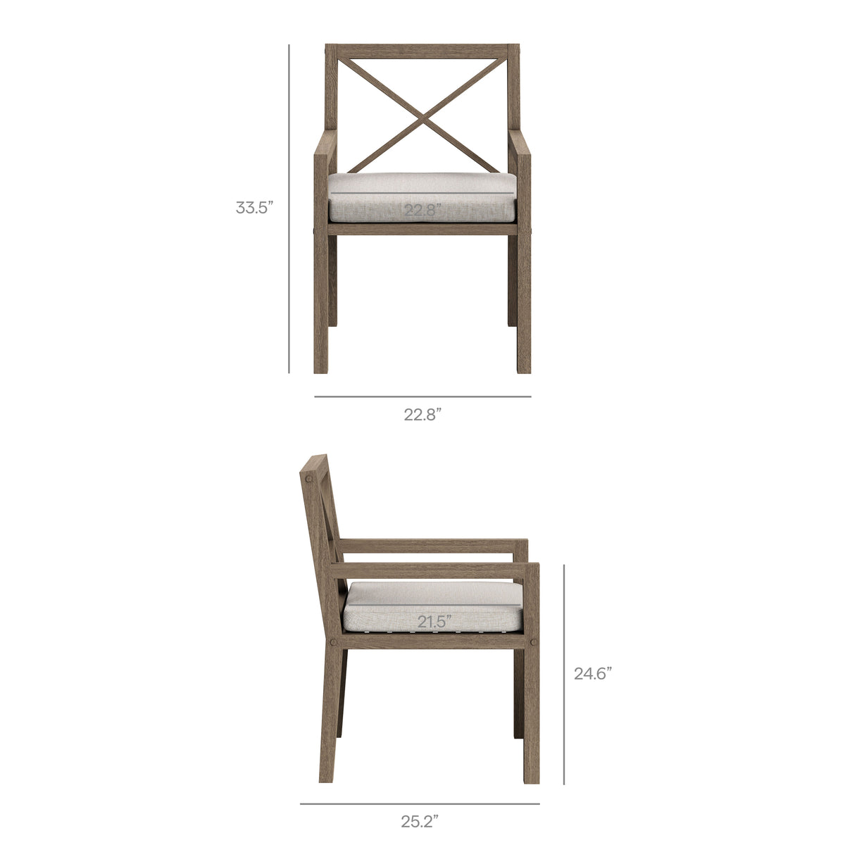 Northlake 7-Piece Outdoor Patio Teak Wood Dining Set, Pebble