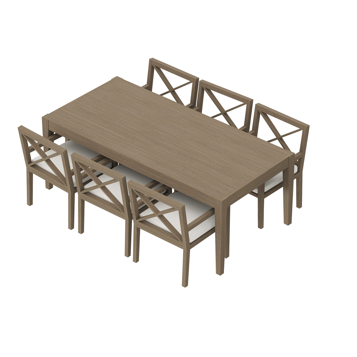 Northlake 7-Piece Outdoor Patio Teak Wood Dining Set, Weathered Gray
