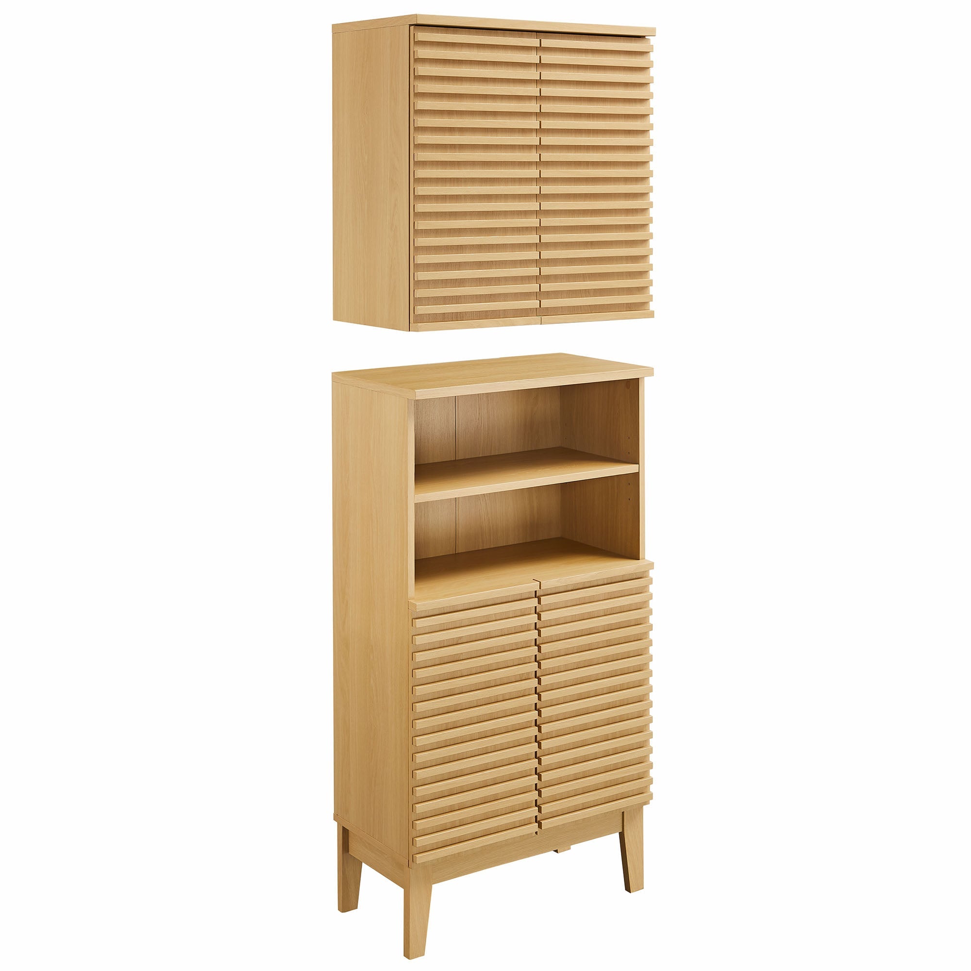 Render Bathroom Cabinet Set, Oak