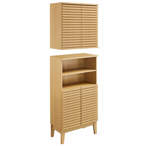 Render Bathroom Cabinet Set, Oak
