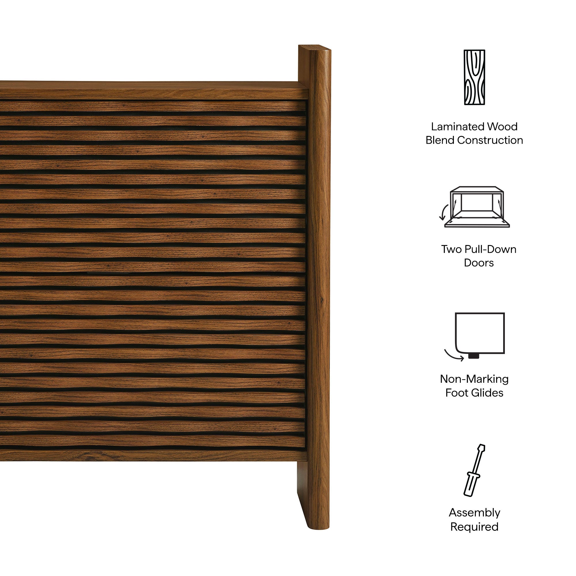Emric Wave Shoe Cabinet, Walnut