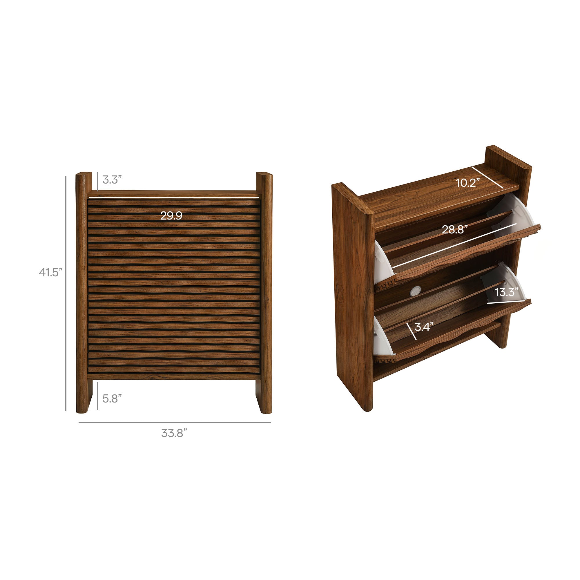 Emric Wave Shoe Cabinet, Walnut