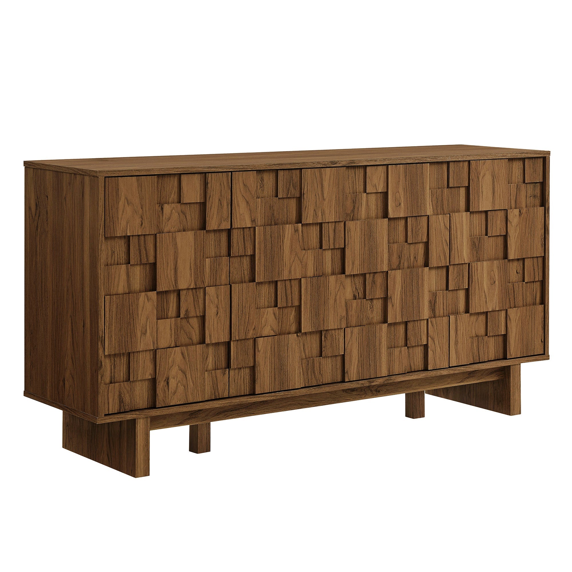 Owen 59 Inch 4 Door Geometric Sideboard, Walnut